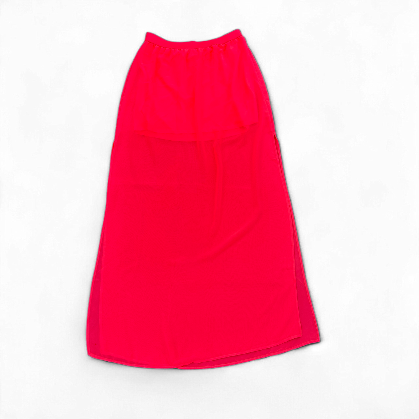 H&M Maxirock Gr 38 Neonpink Transparent Sommerrock Fließend Polyester