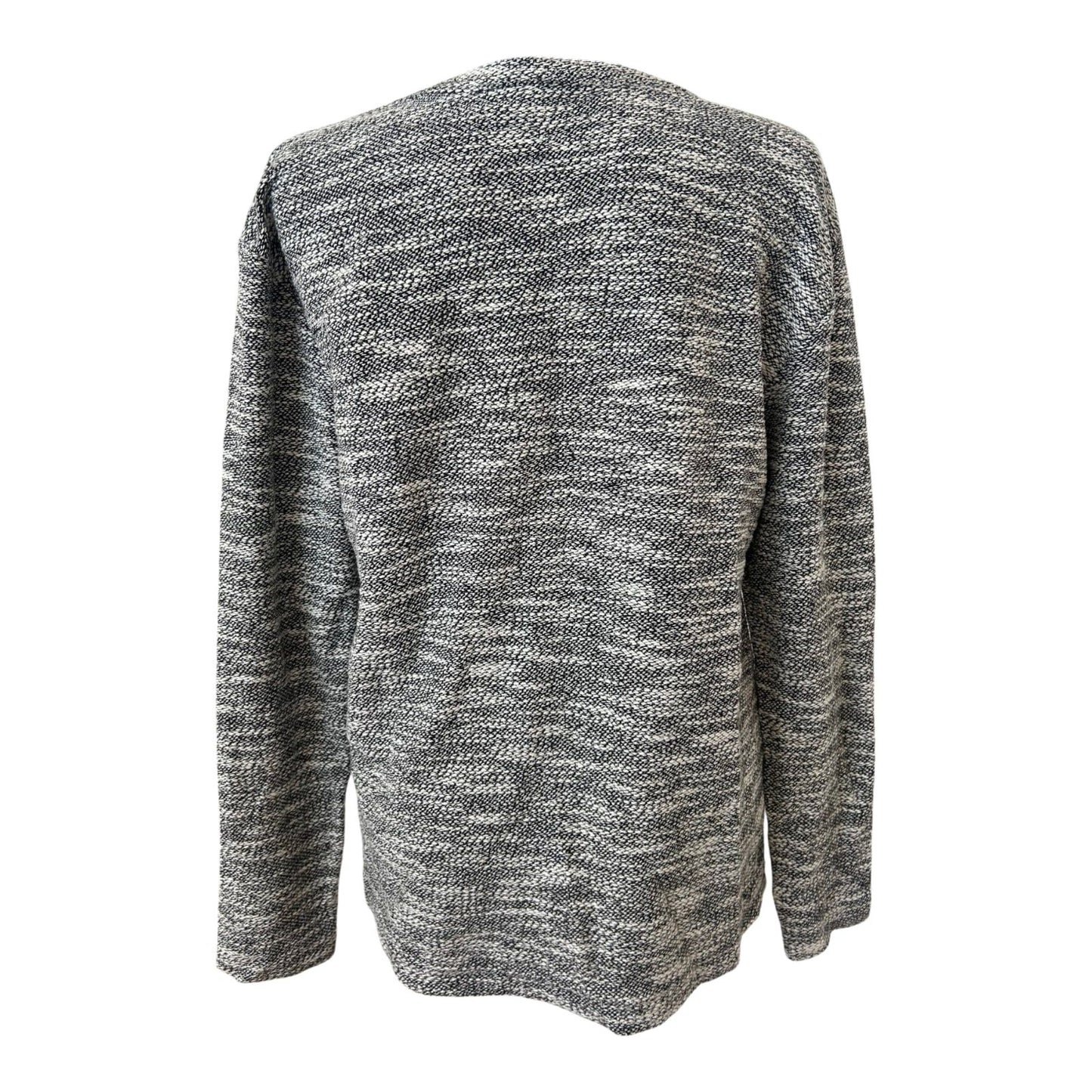 H&M Damen Pullover Gr S Schwarz Weiss Meliert Strick Rundhals Basic