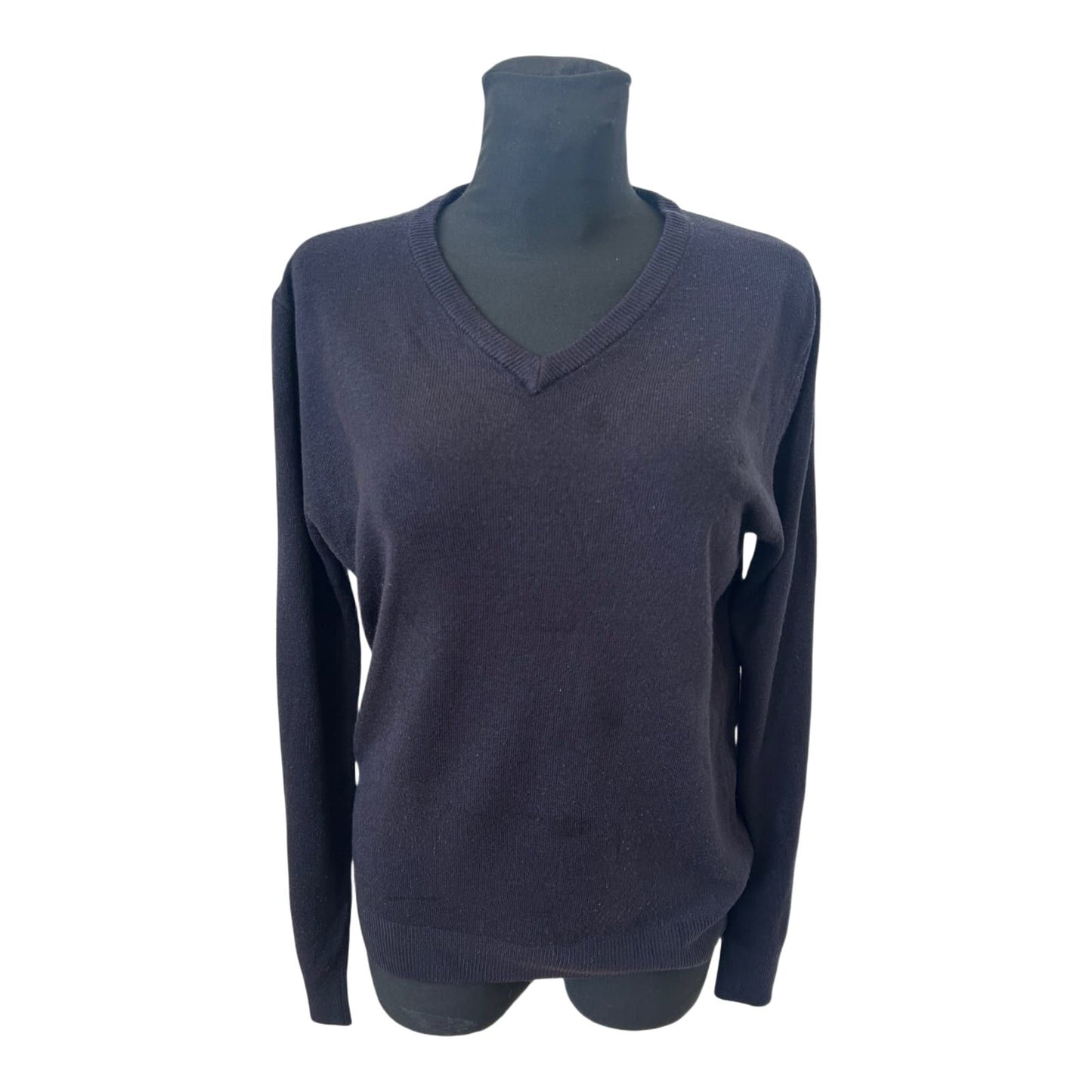 Primark Damen Pullover Gr M Dunkelblau V-Ausschnitt Strick Basic