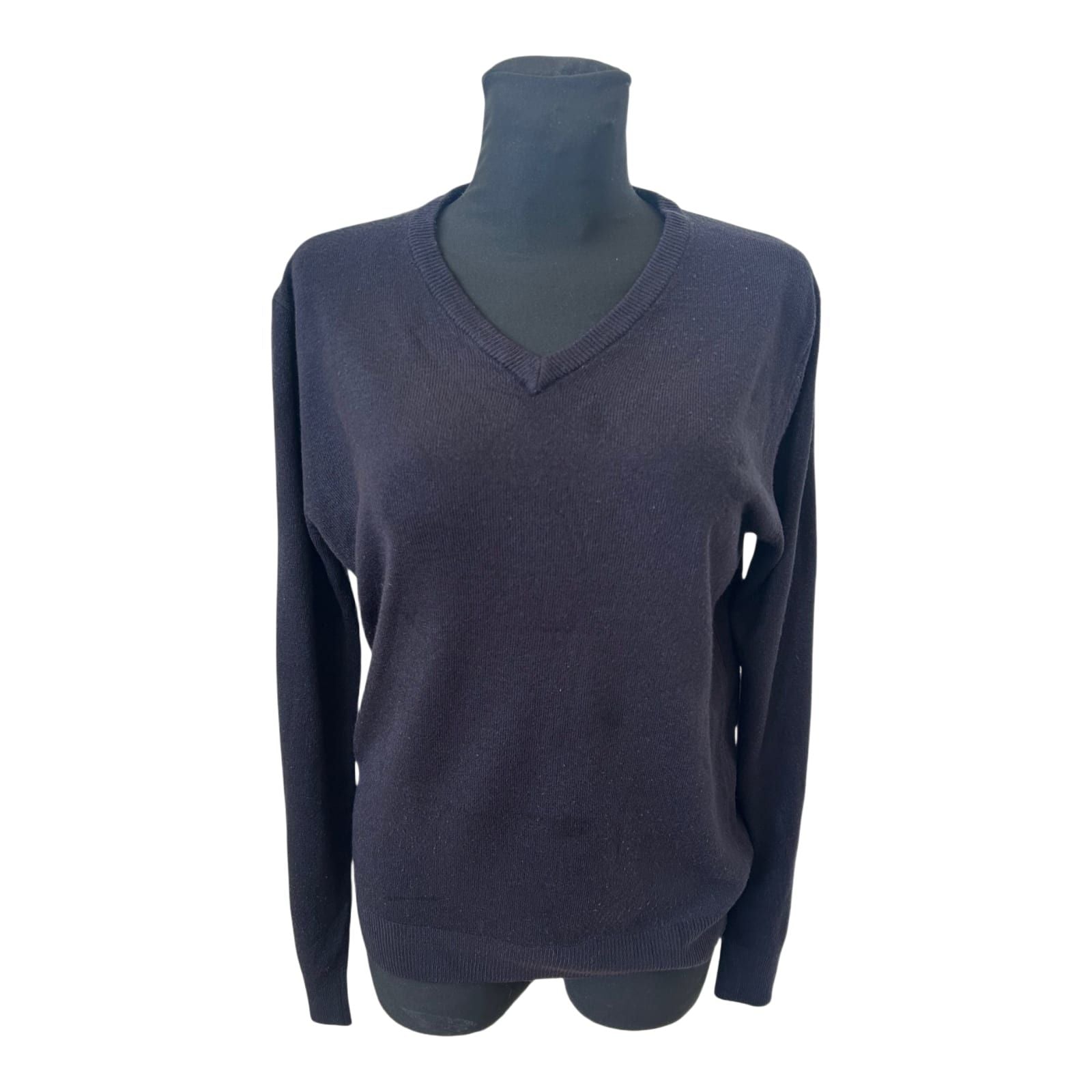 Primark Damen Pullover Gr M Dunkelblau V-Ausschnitt Strick Basic