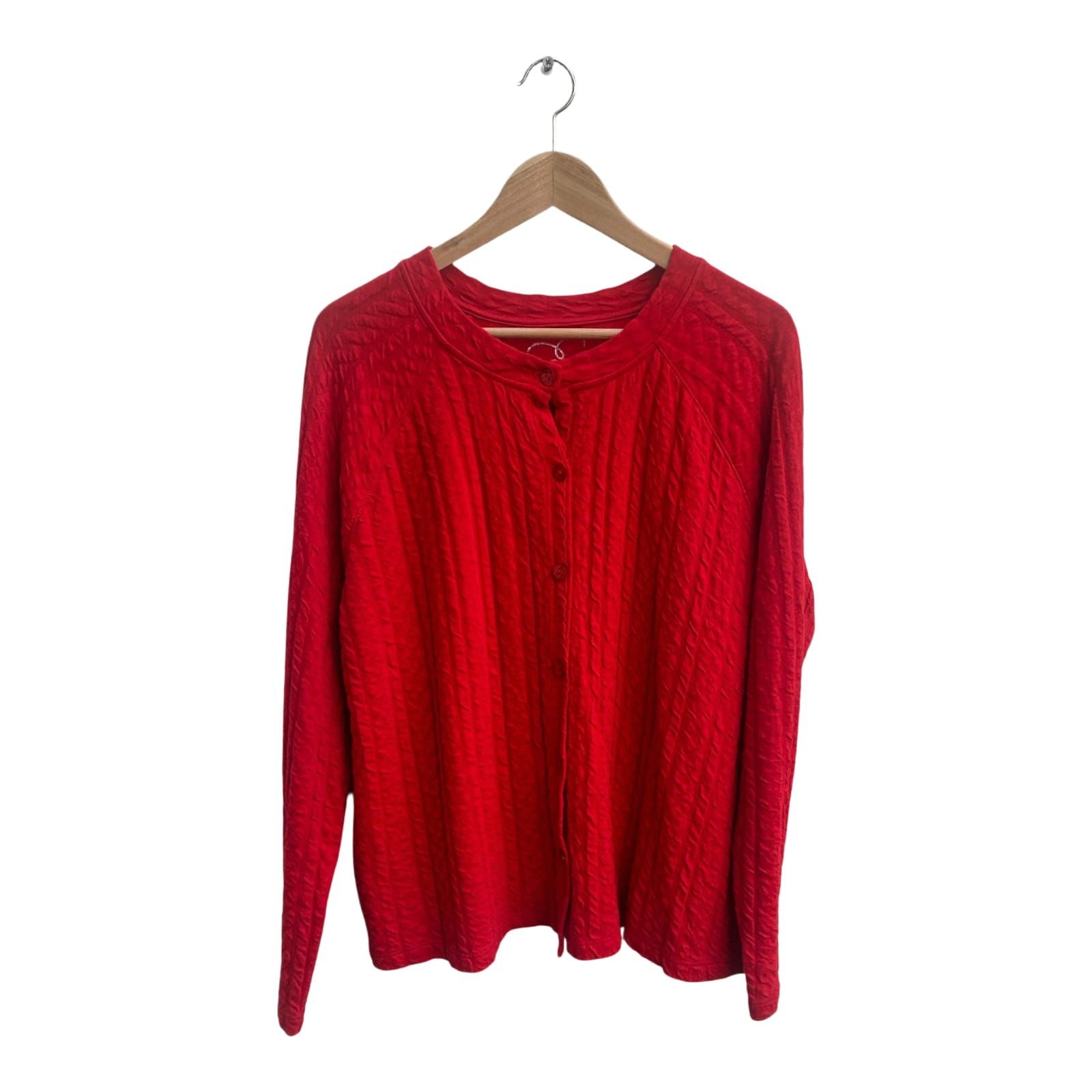Strickjacke Damen Rot Cardigan Struktur Gr 40 Baumwolle Backstage Elegant