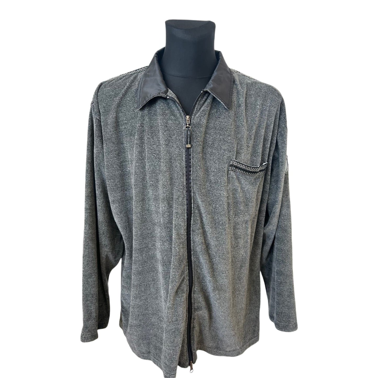 Pro Fitness Strickjacke Herren 2XL Grau Reißverschluss Baumwolle Sport