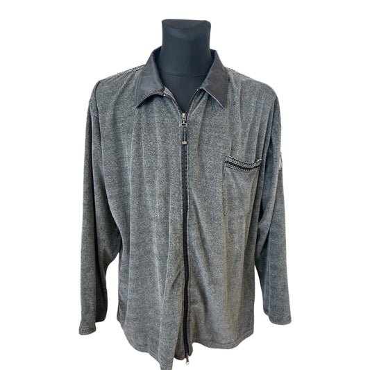 Pro Fitness Strickjacke Herren 2XL Grau Reißverschluss Baumwolle Sport