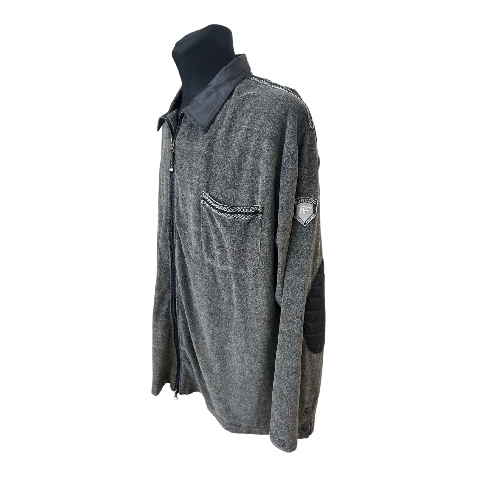 Pro Fitness Strickjacke Herren 2XL Grau Reißverschluss Baumwolle Sport