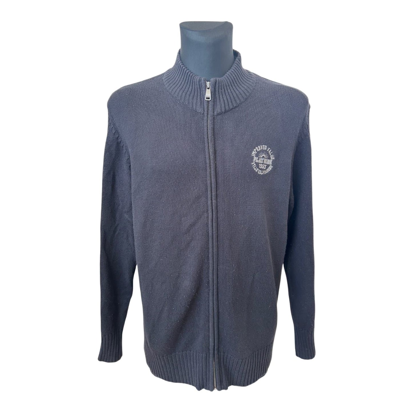 Luciano Strickjacke Herren XXL Dunkelblau Reißverschluss Baumwolle Casual