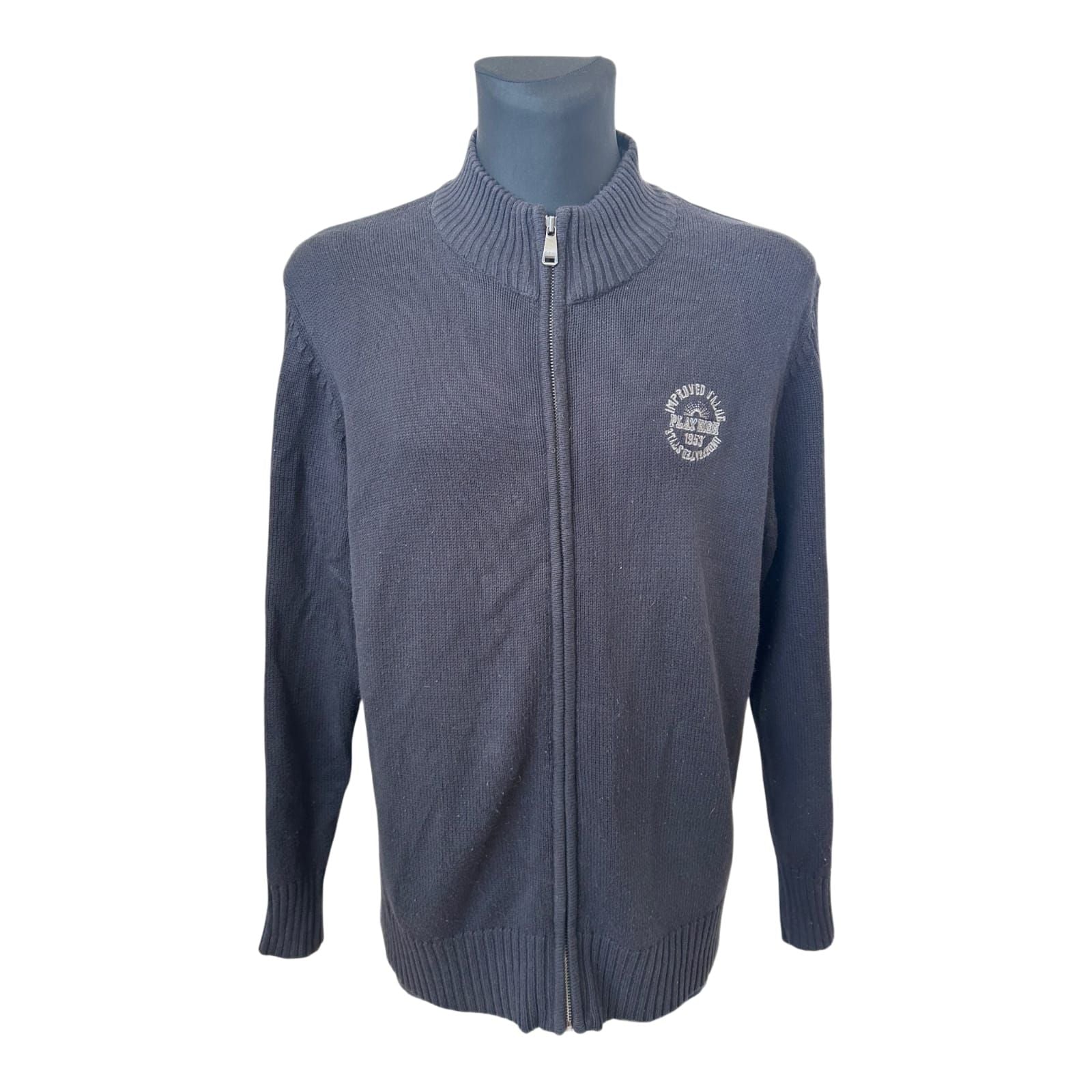 Luciano Strickjacke Herren XXL Dunkelblau Reißverschluss Baumwolle Casual