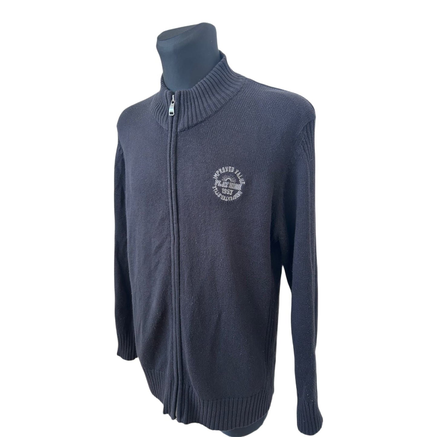 Luciano Strickjacke Herren XXL Dunkelblau Reißverschluss Baumwolle Casual