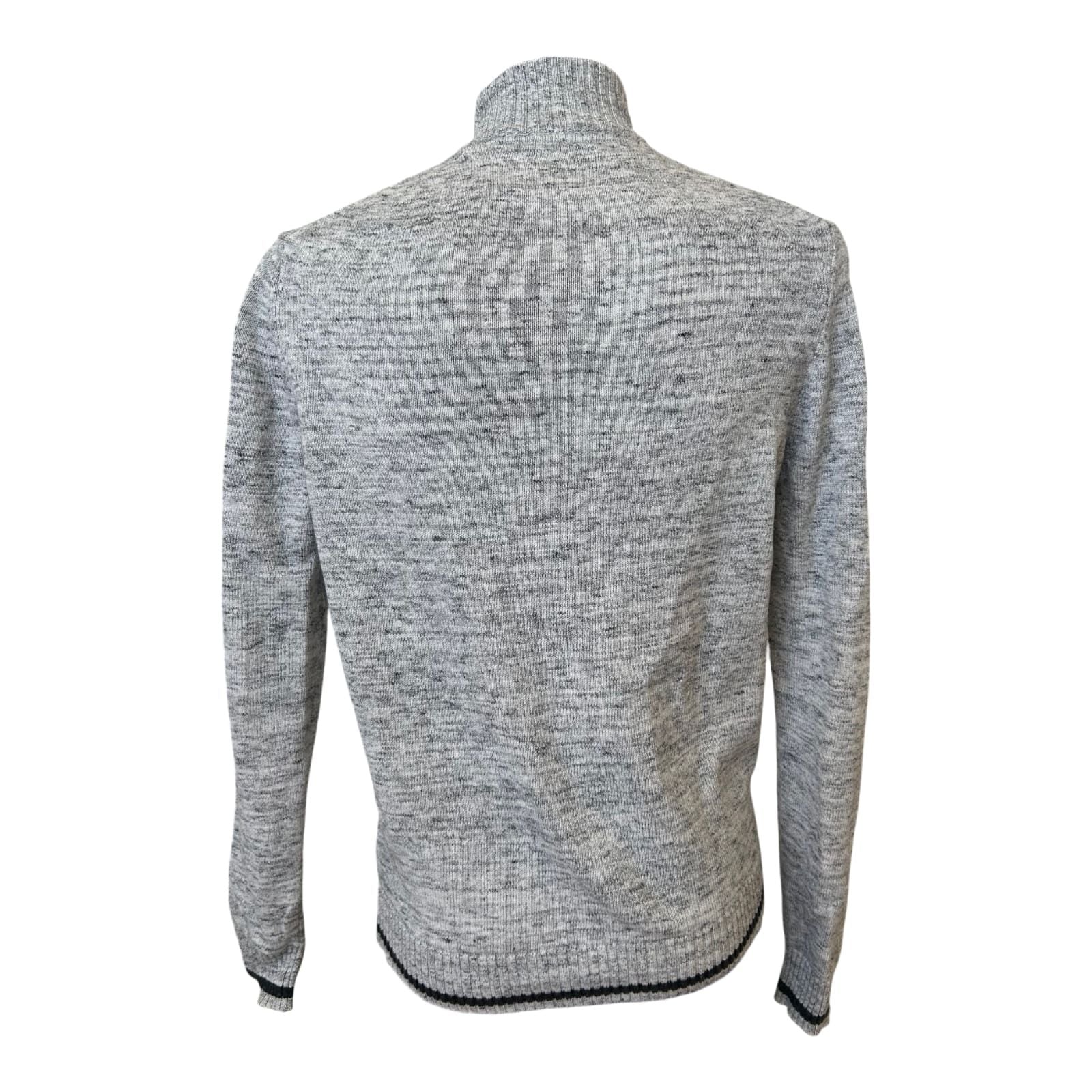 C&A Strickjacke Herren S Grau meliert Reißverschluss Baumwolle Casual Stil
