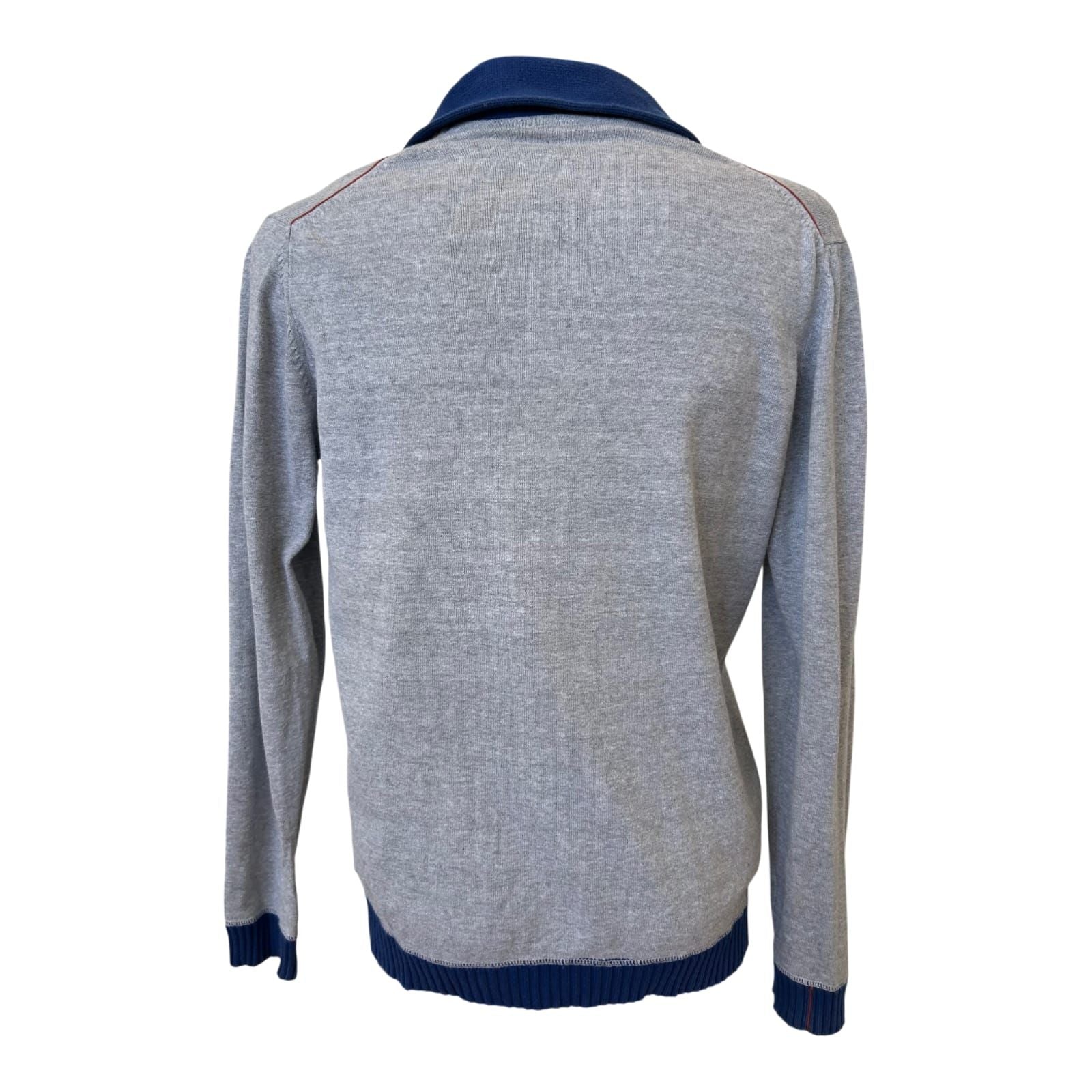 WE Strickjacke Herren XL Grau Blau Baumwolle Schalkragen Knopfleiste