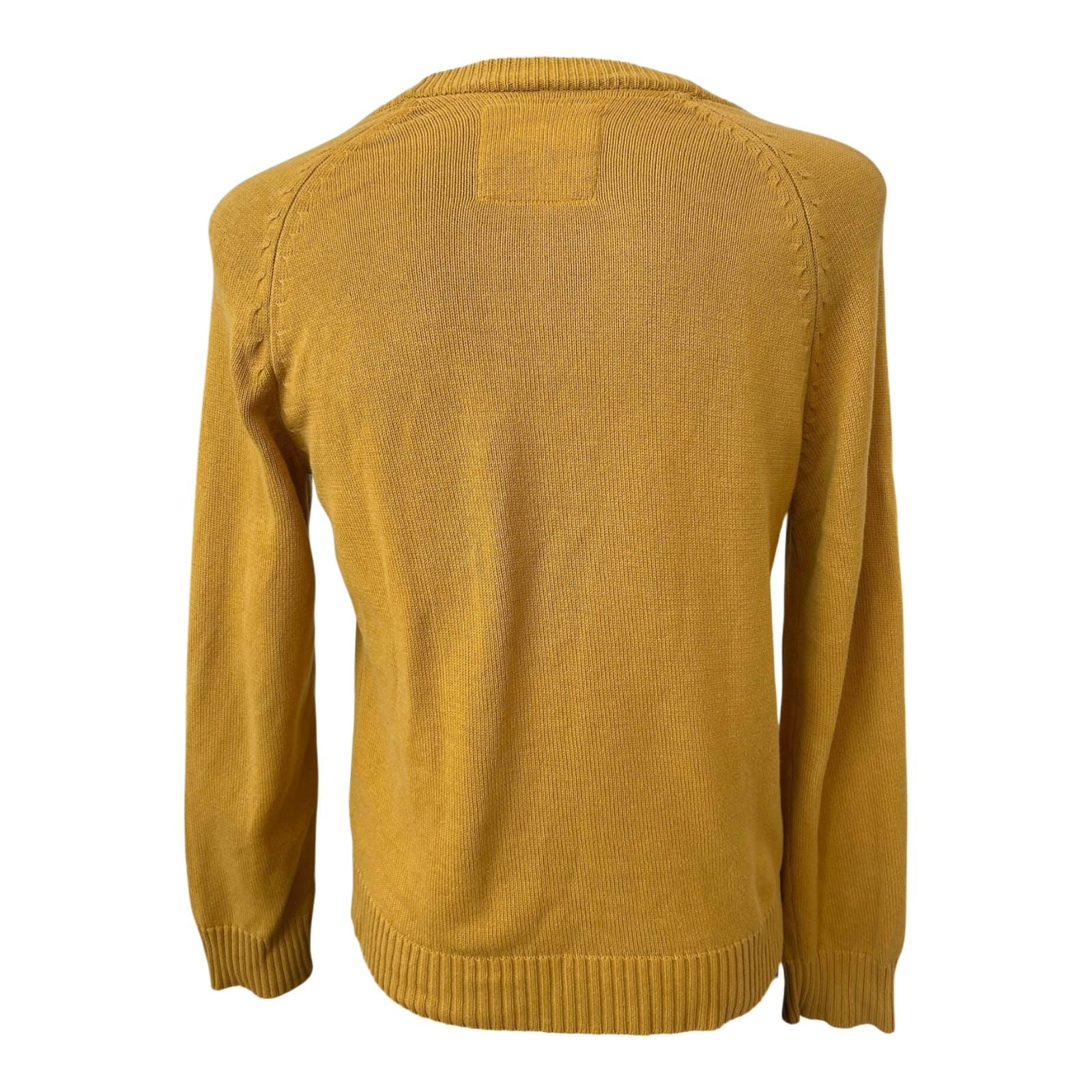 H&M Strickjacke Herren Gr L Gelb Baumwolle Cardigan Slim Fit Knöpfe