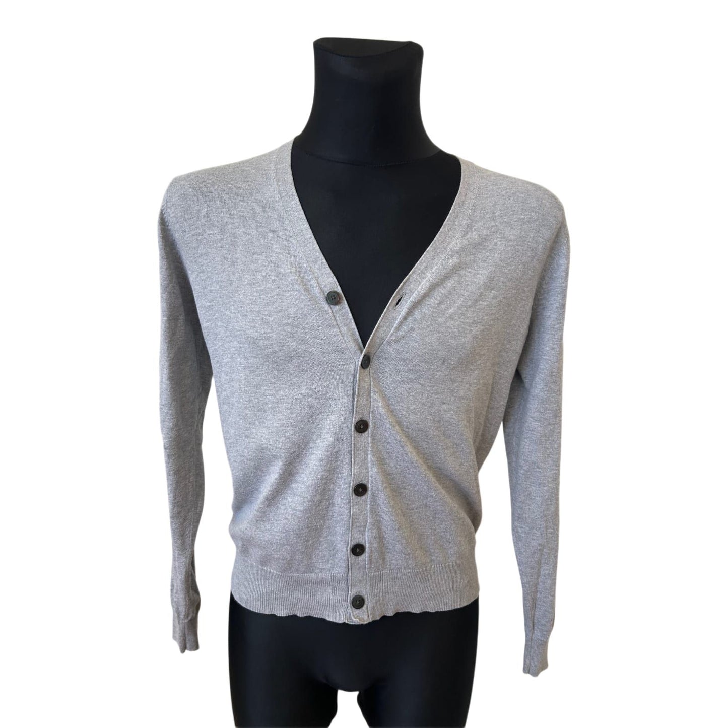 Uniqlo Strickjacke Herren Gr S Grau Baumwolle Kaschmir Cardigan Dünn