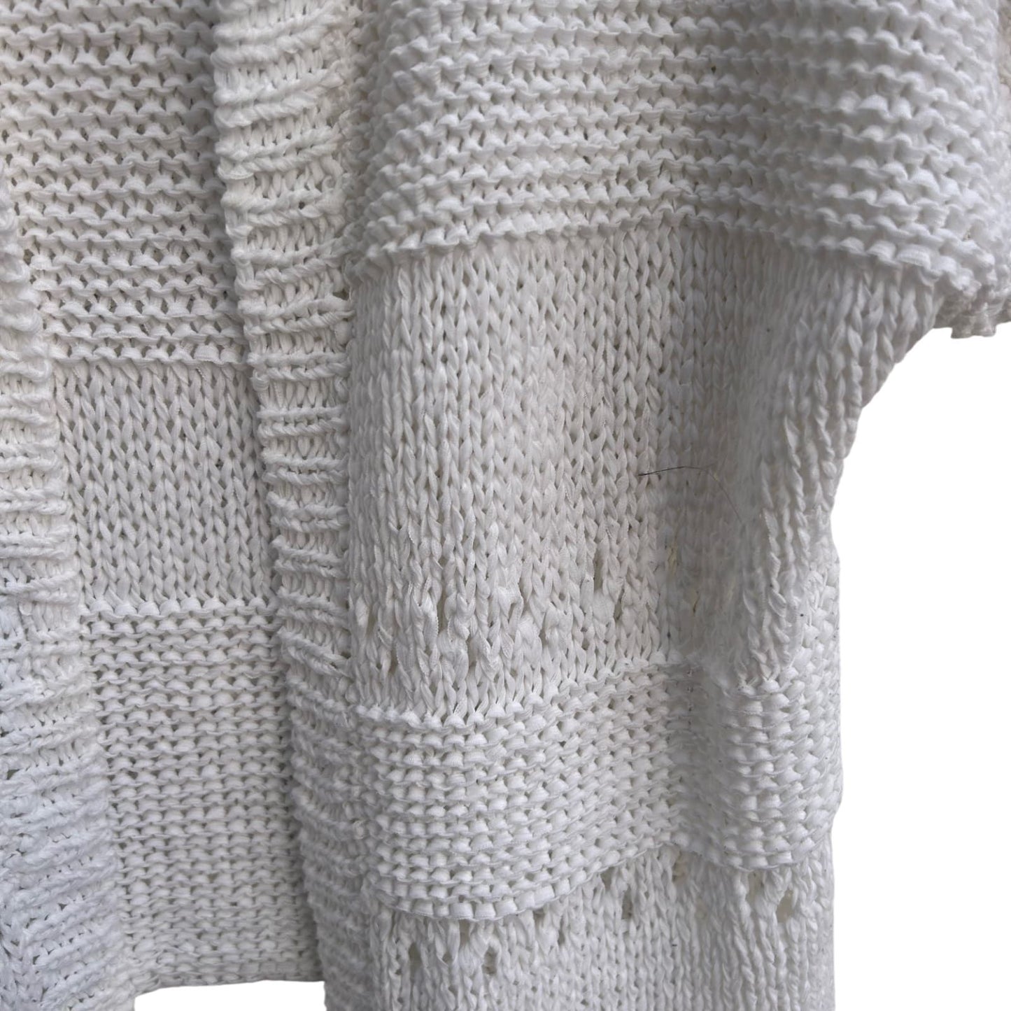 Bonita Weste Cardigan Damen Gr XL Weiß Kurzarm Strickjacke Lochmuster