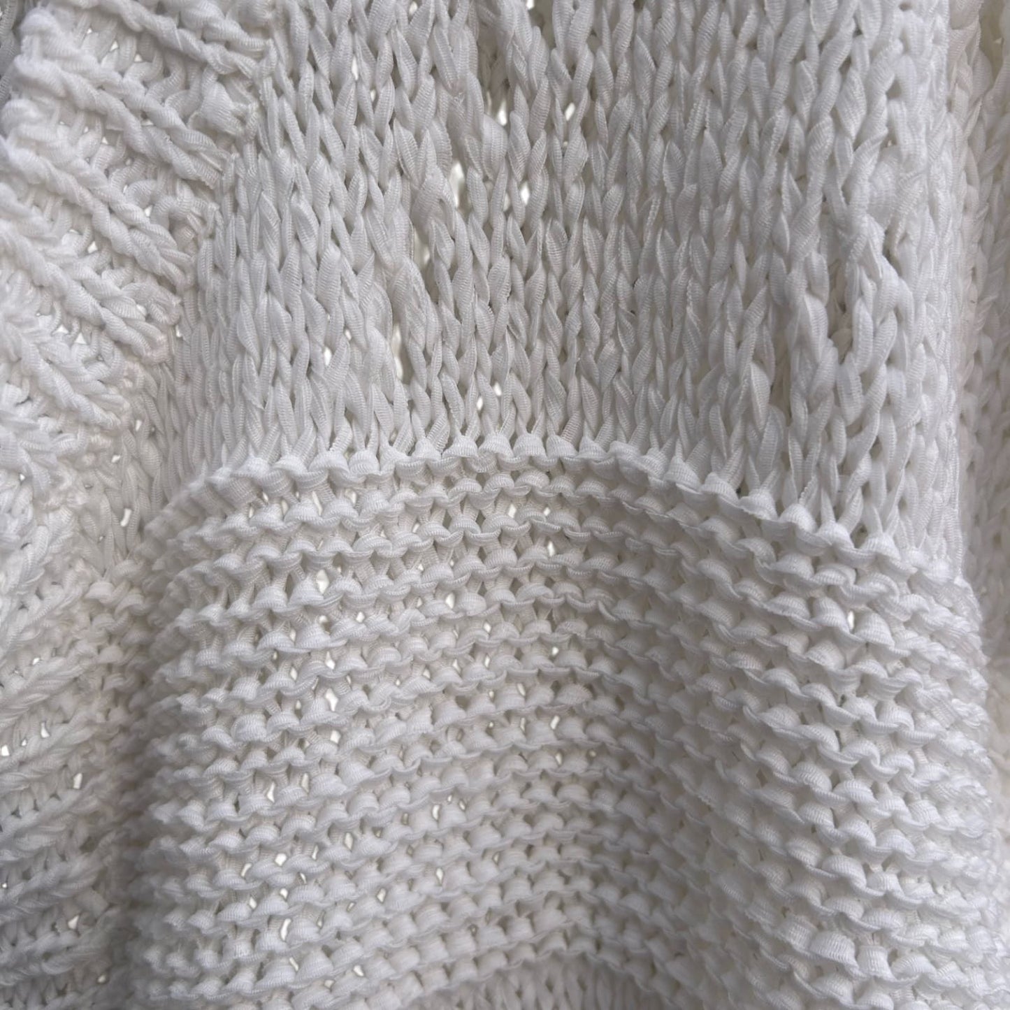 Bonita Weste Cardigan Damen Gr XL Weiß Kurzarm Strickjacke Lochmuster