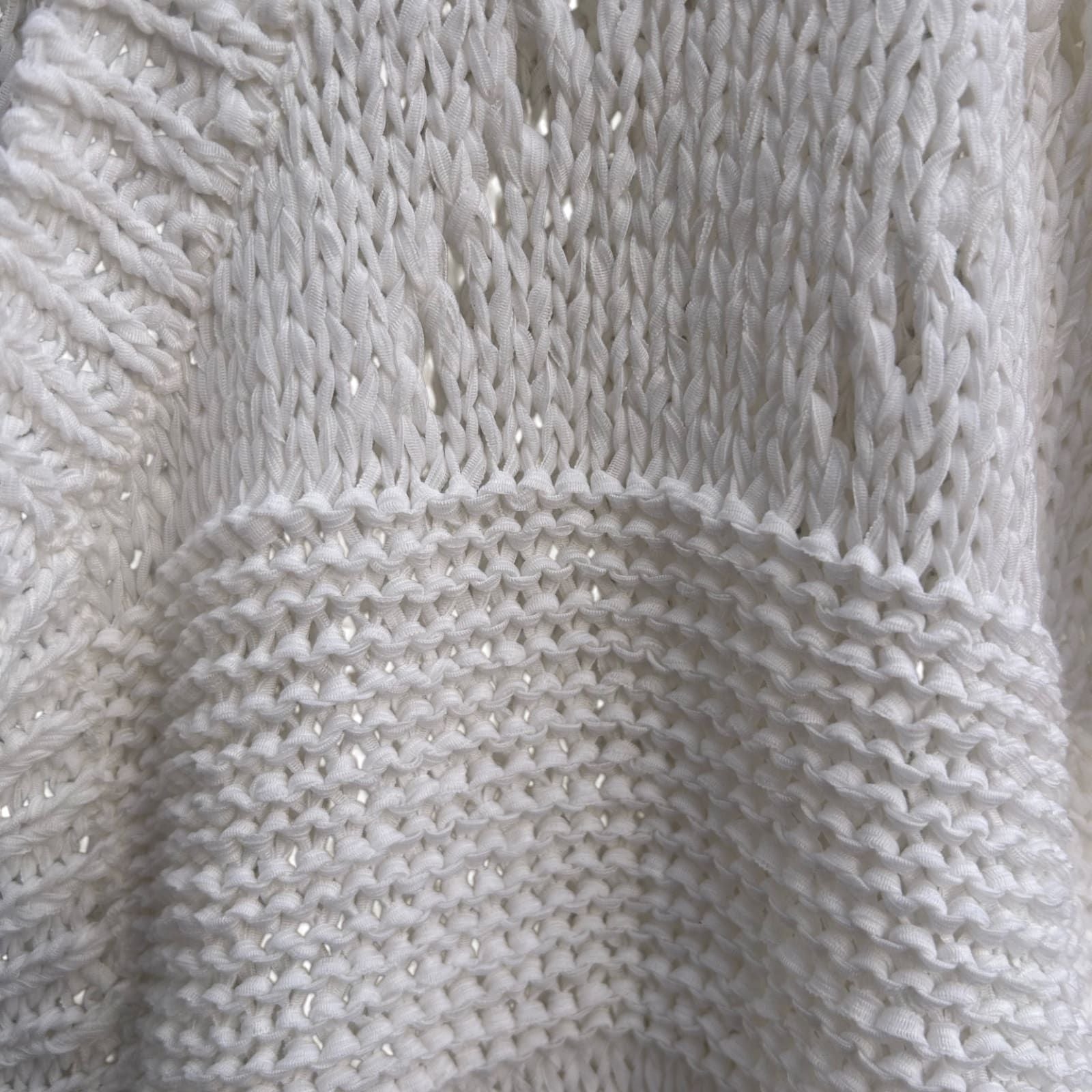 Bonita Weste Cardigan Damen Gr XL Weiß Kurzarm Strickjacke Lochmuster