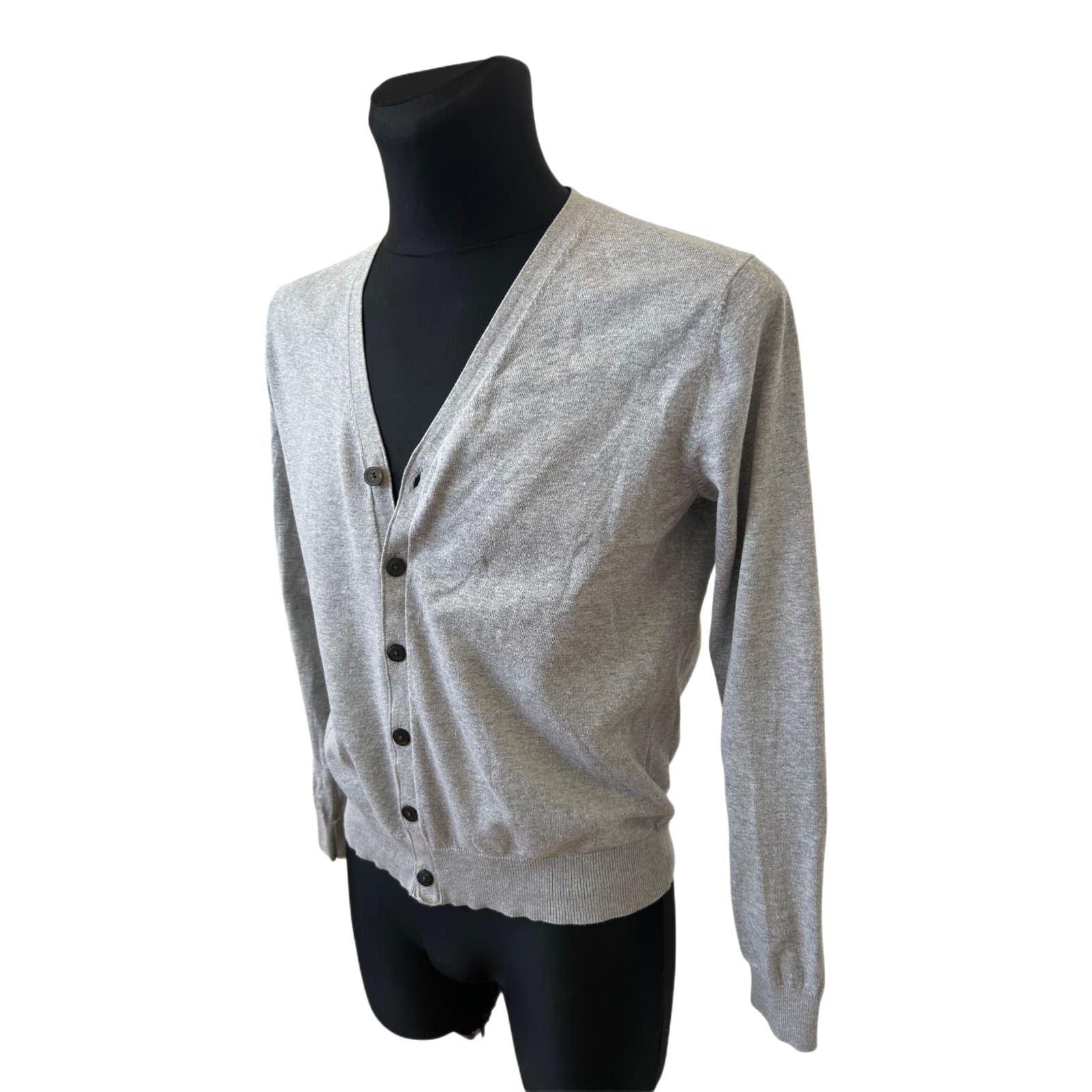 Uniqlo Strickjacke Herren Gr S Grau Baumwolle Kaschmir Cardigan Dünn