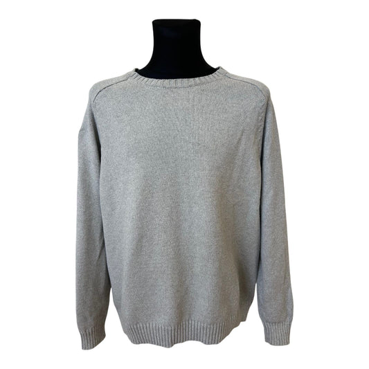 Lands End Pullover Herren XXL Grau Baumwolle Rundhals Strick Klassisch