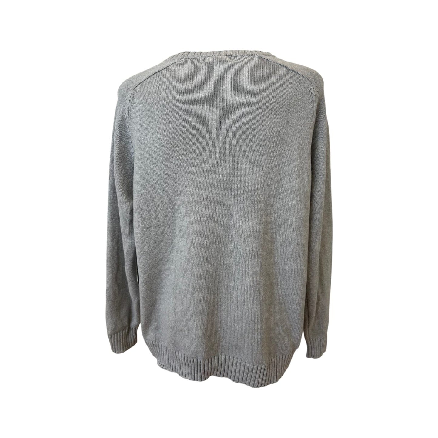 Lands End Pullover Herren XXL Grau Baumwolle Rundhals Strick Klassisch