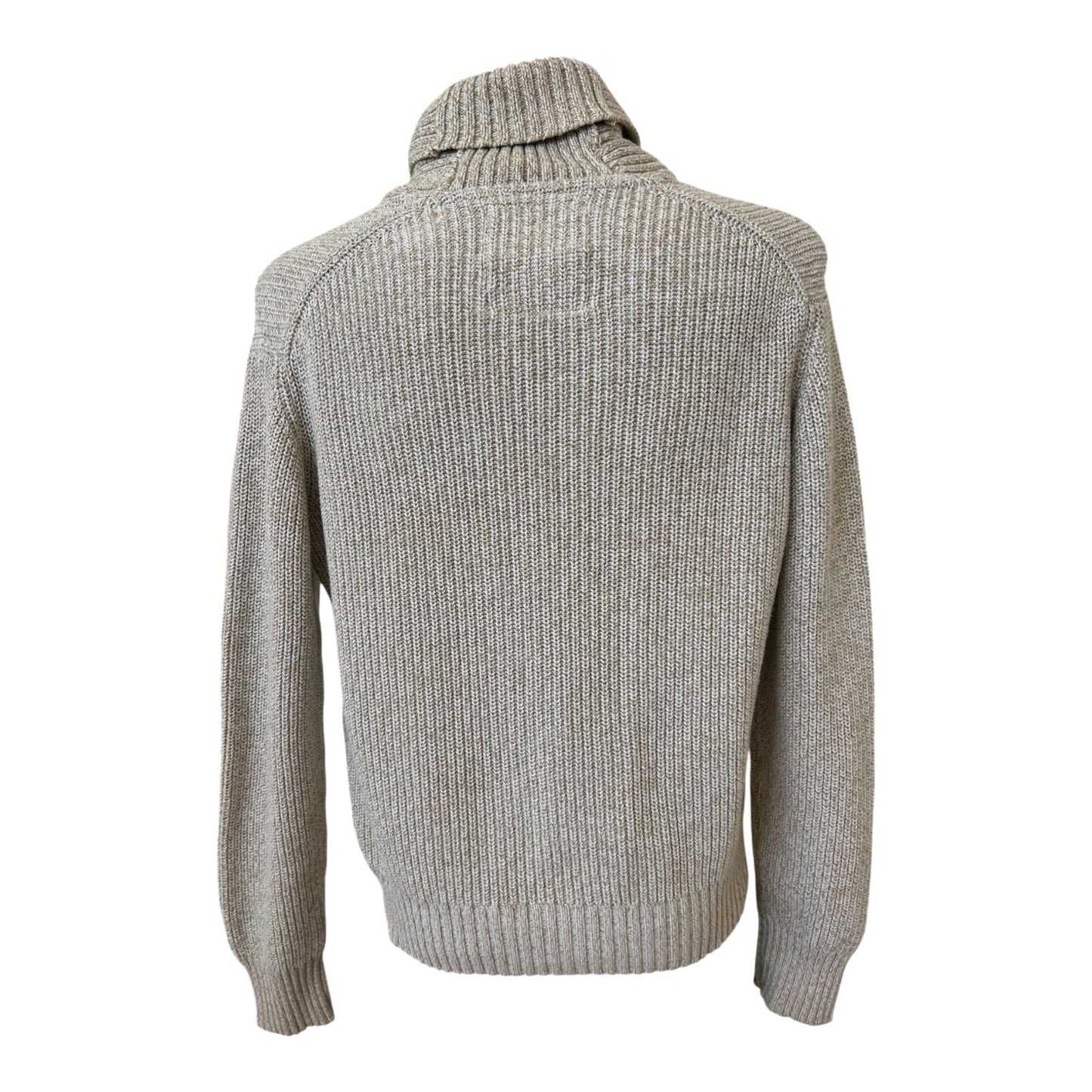 H&M Pullover Herren L Beige Grobstrick Schalkragen Baumwolle Warm Casual