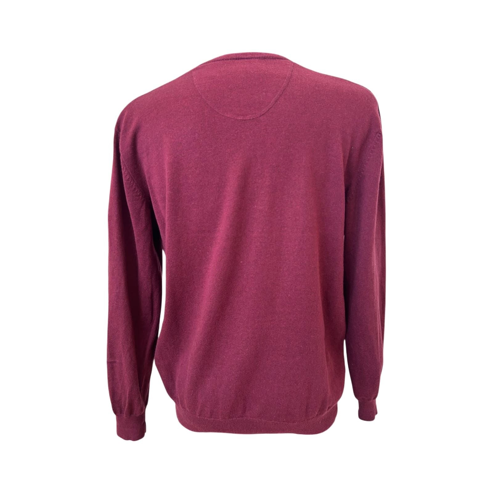 Basefield Pullover Herren Gr 52 Bordeaux V-Ausschnitt Baumwolle Wolle Elegant