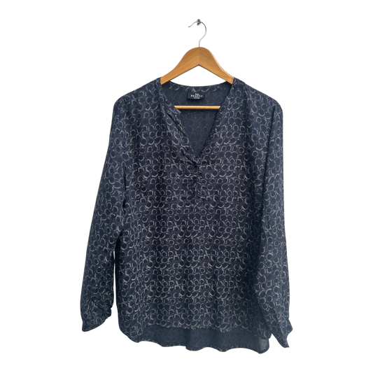 Gina Benotti Damen Bluse Dunkelblau Muster Langarm Gr L Viskose Leicht Modern