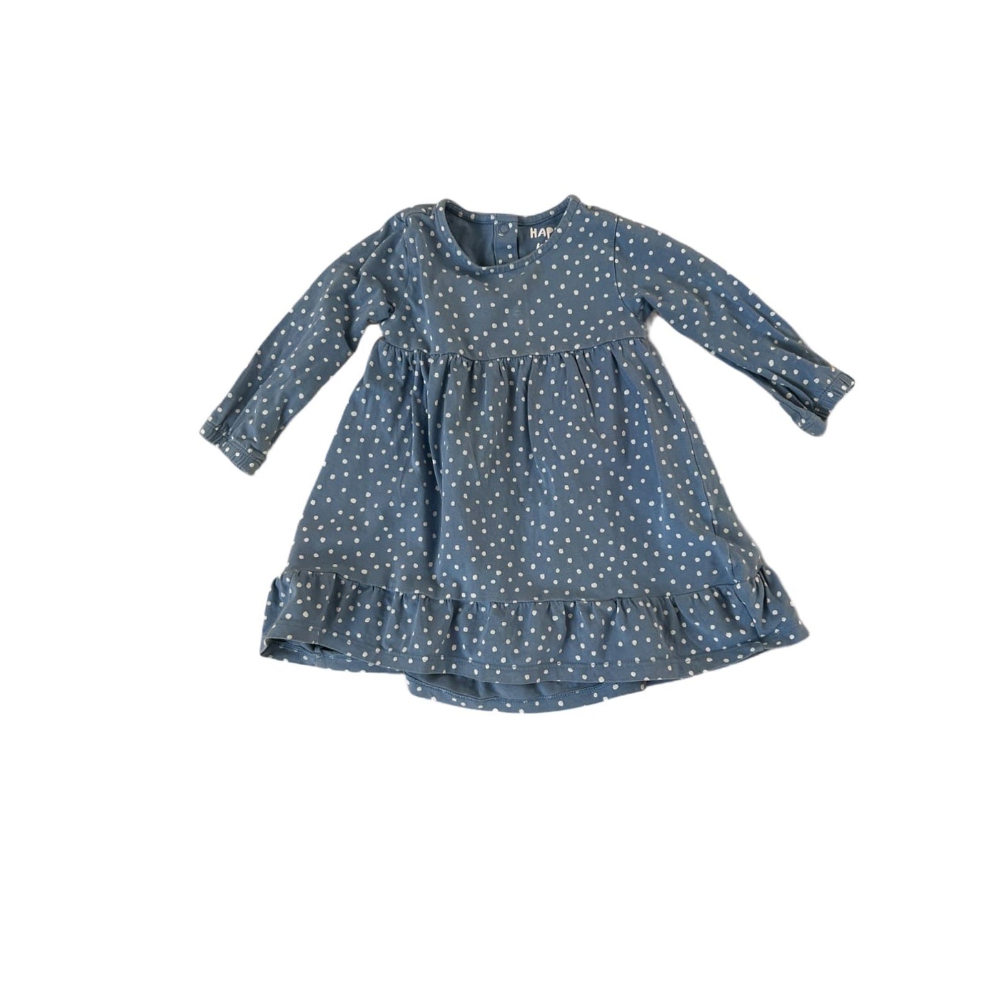 🌼 Happy Kids by TCM Kleid 74/80 Blau mit weißen Punkten 🌼