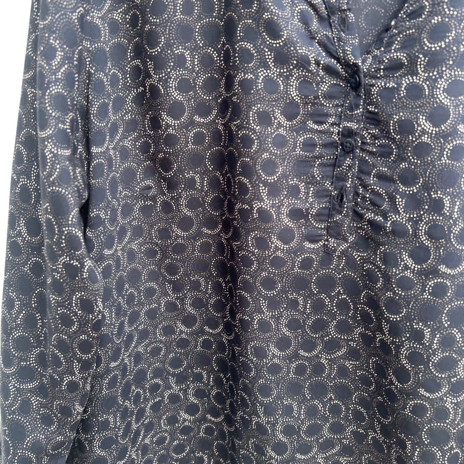 Gina Benotti Damen Bluse Dunkelblau Muster Langarm Gr L Viskose Leicht Modern