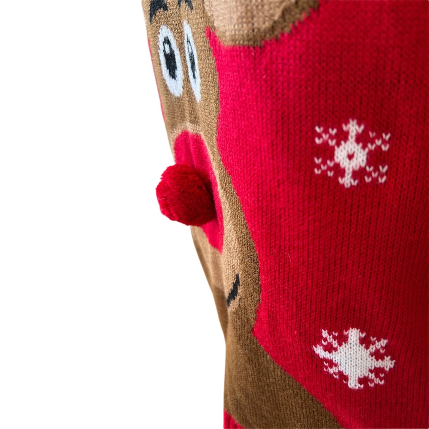 Primark Herren Pullover XL Rot Weihnachten Rentier Motiv Puschelnase Festlich