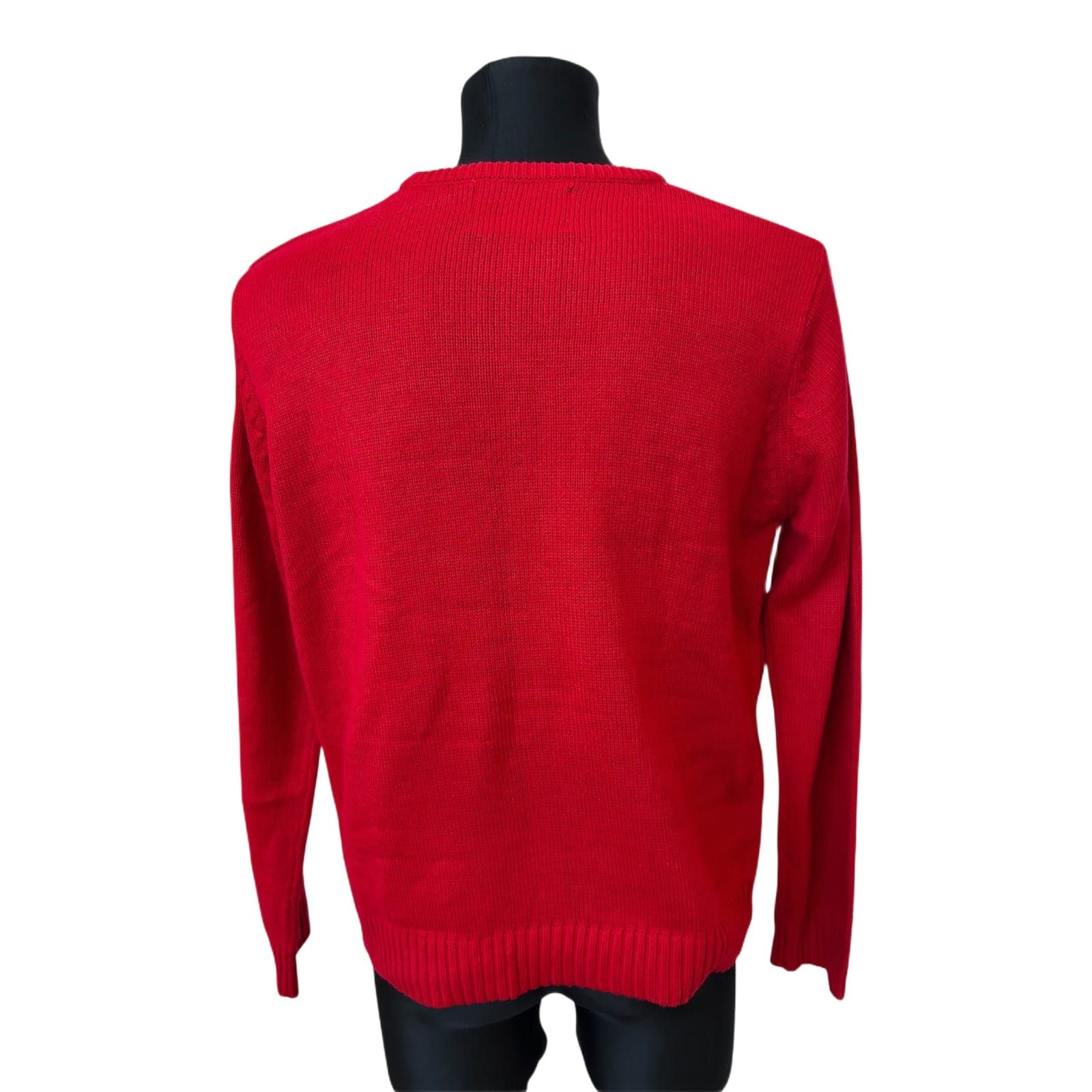 Primark Herren Pullover XL Rot Weihnachten Rentier Motiv Puschelnase Festlich