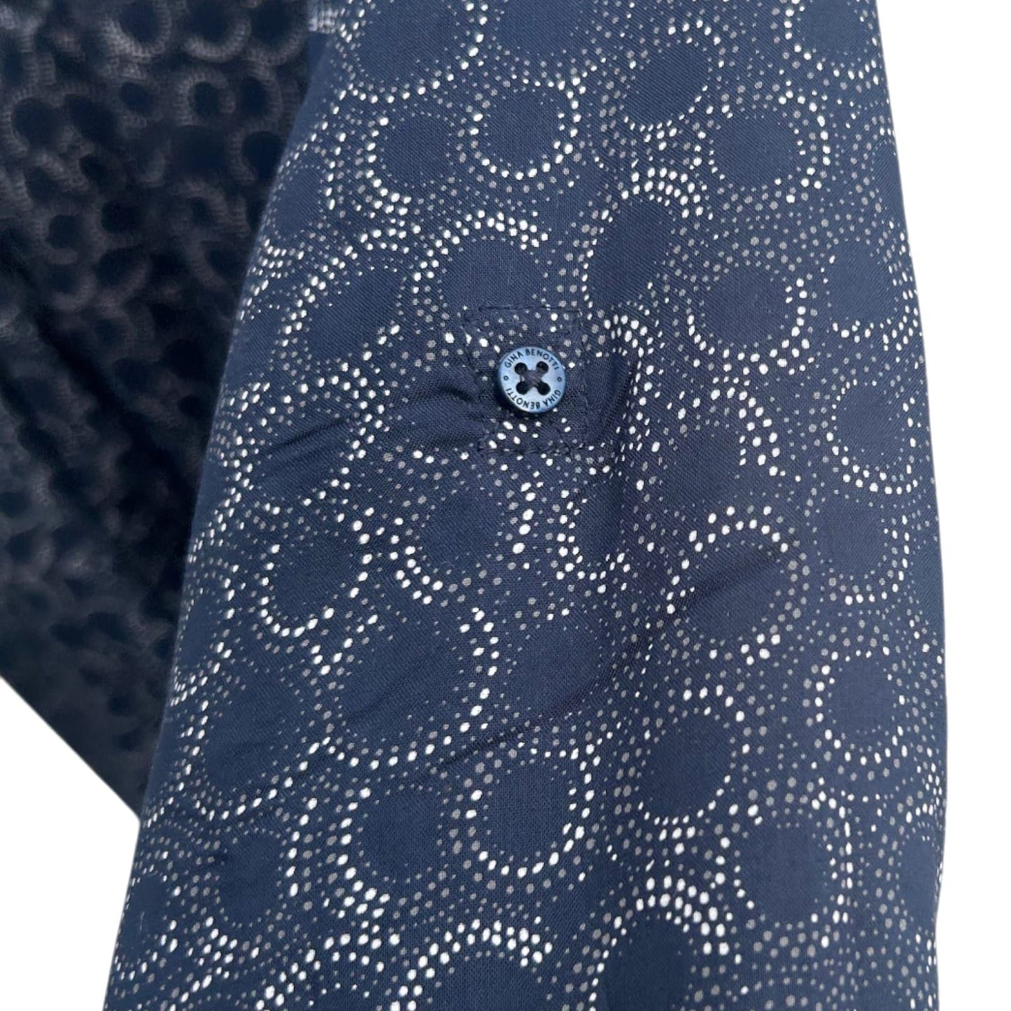 Gina Benotti Damen Bluse Dunkelblau Muster Langarm Gr L Viskose Leicht Modern