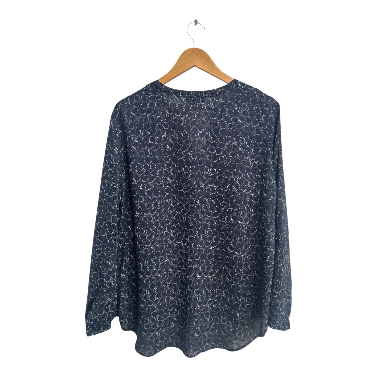 Gina Benotti Damen Bluse Dunkelblau Muster Langarm Gr L Viskose Leicht Modern