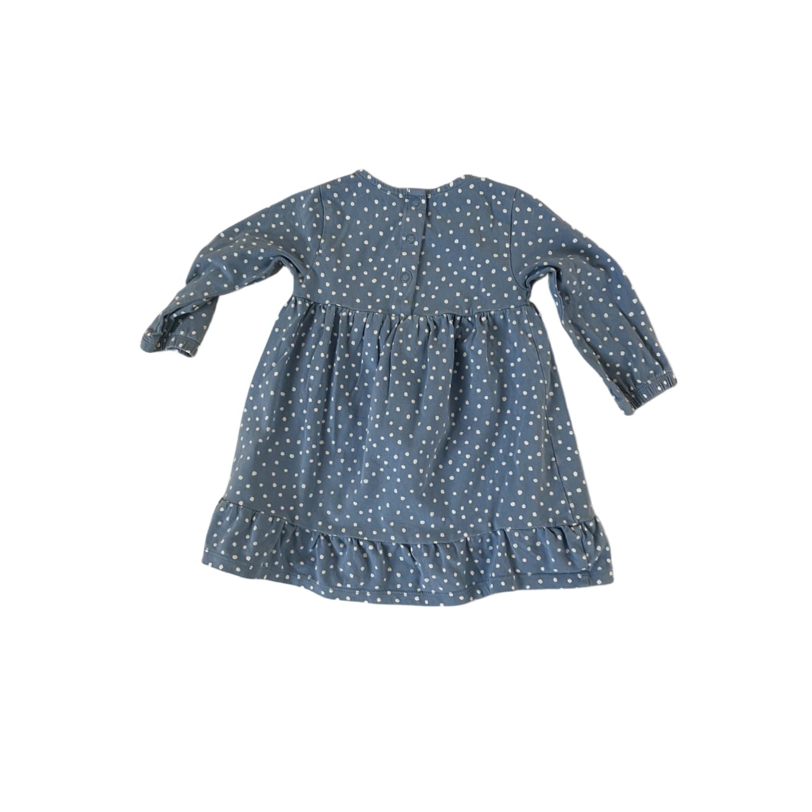 🌼 Happy Kids by TCM Kleid 74/80 Blau mit weißen Punkten 🌼