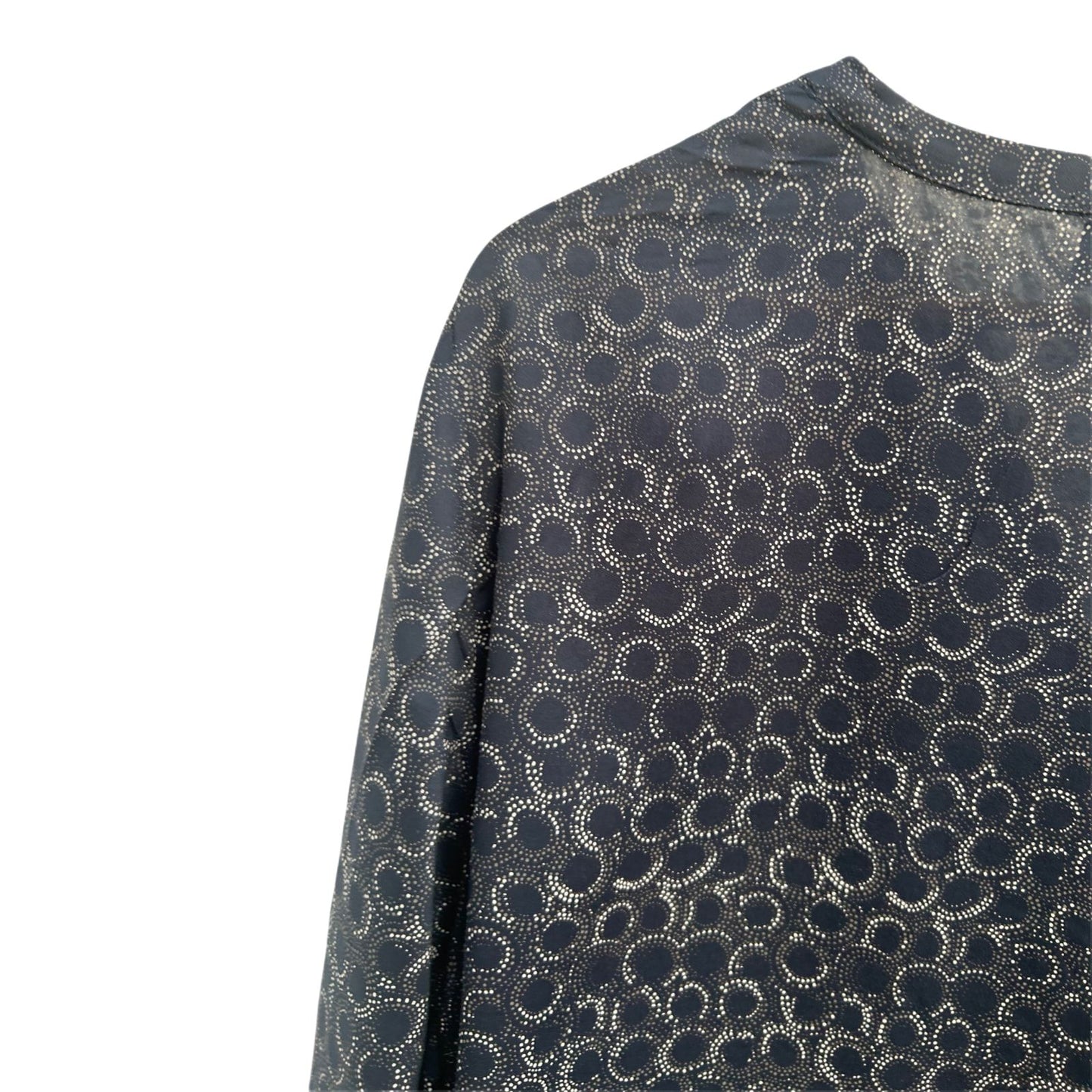 Gina Benotti Damen Bluse Dunkelblau Muster Langarm Gr L Viskose Leicht Modern