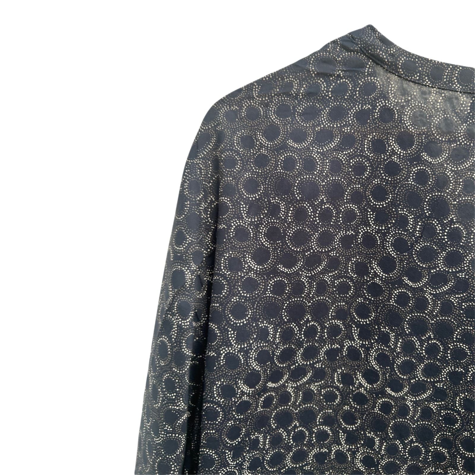 Gina Benotti Damen Bluse Dunkelblau Muster Langarm Gr L Viskose Leicht Modern