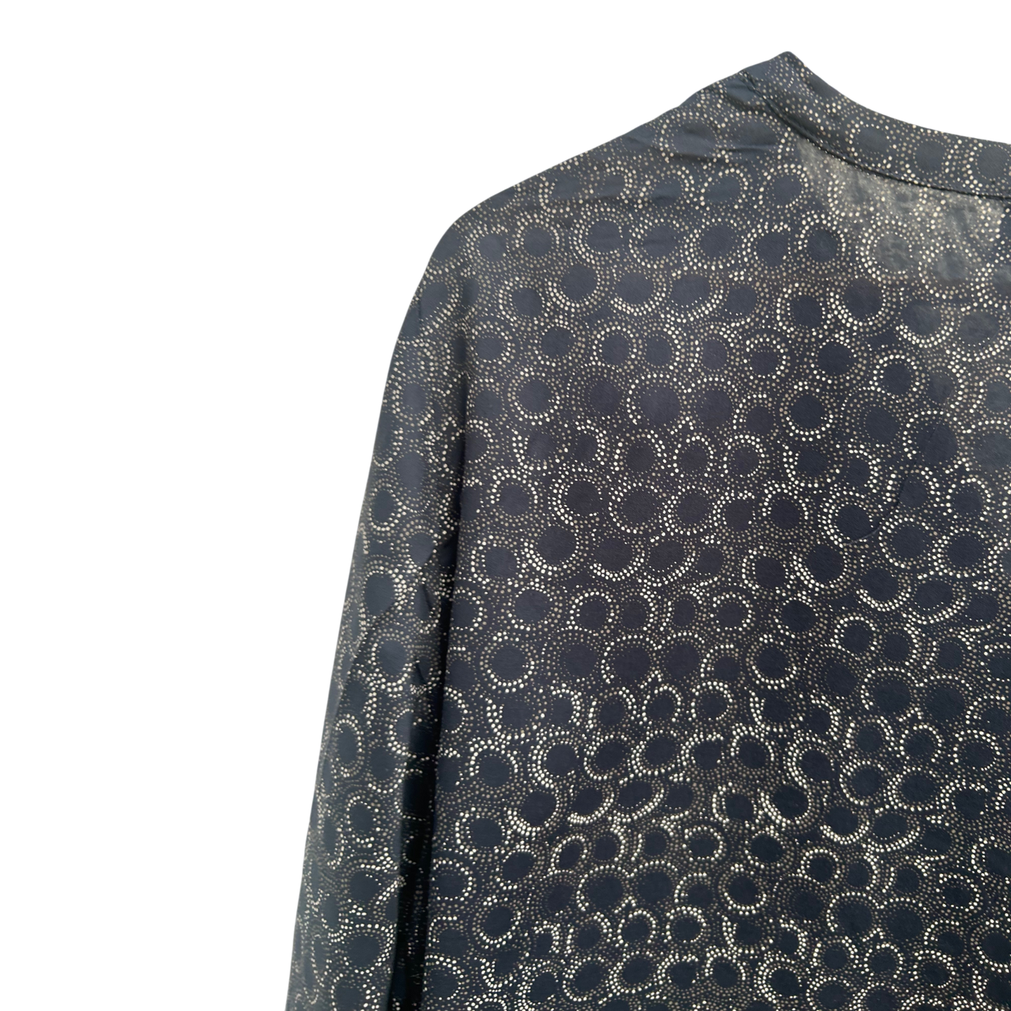 Gina Benotti Damen Bluse Dunkelblau Muster Langarm Gr L Viskose Leicht Modern