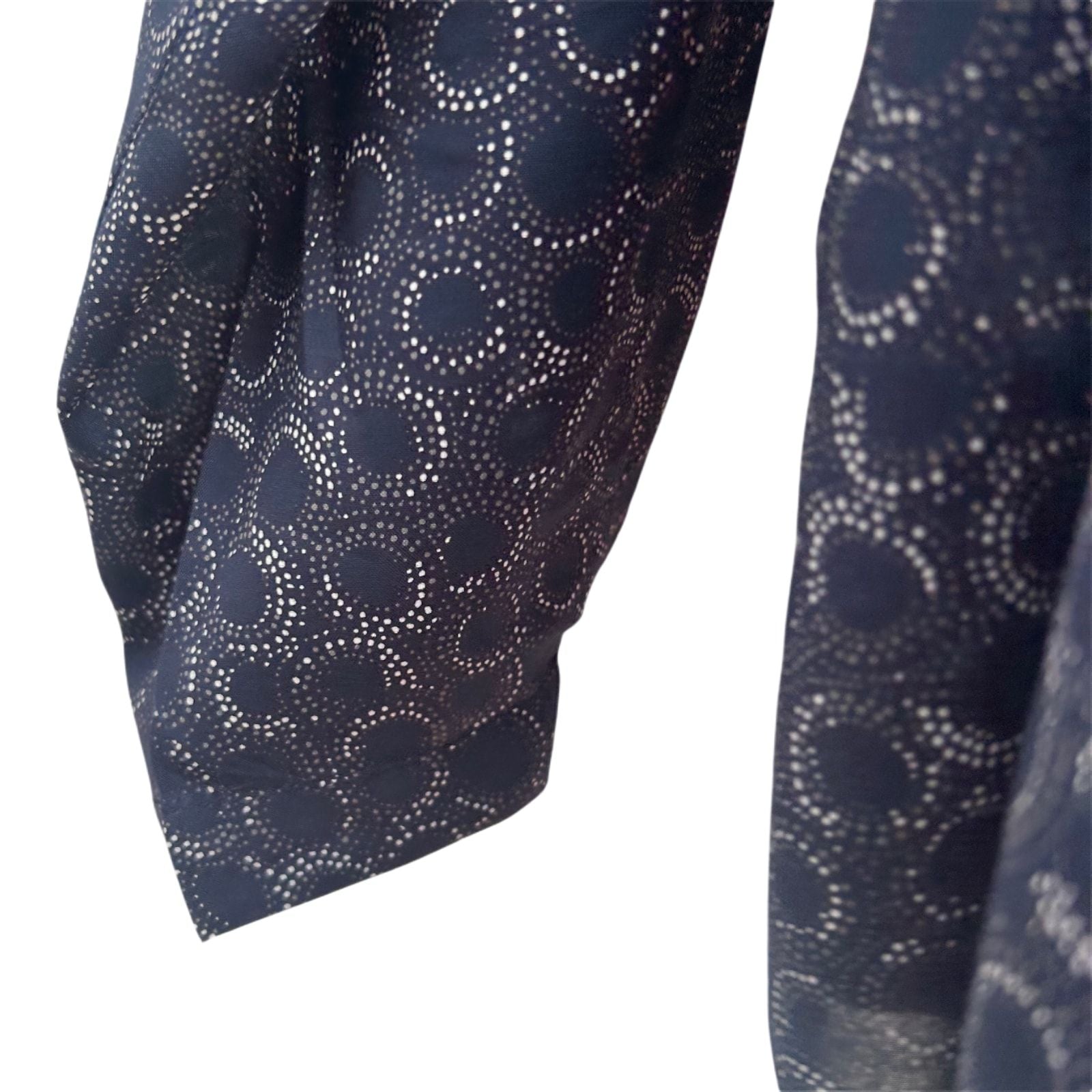 Gina Benotti Damen Bluse Dunkelblau Muster Langarm Gr L Viskose Leicht Modern