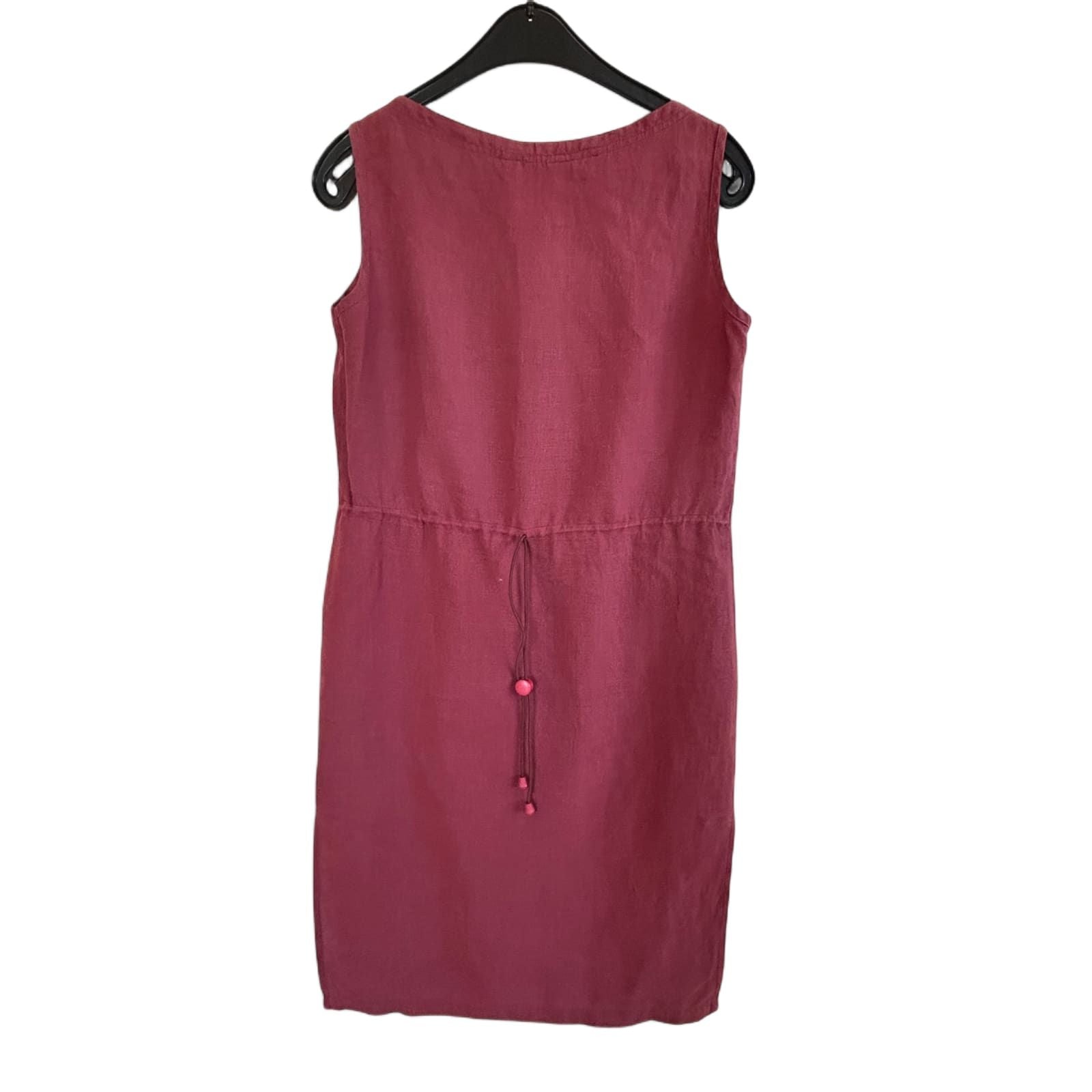 Department Kleid Damen Dress Damenkleid Gr. S Rot Leinen Sommer Pur Elegant Look