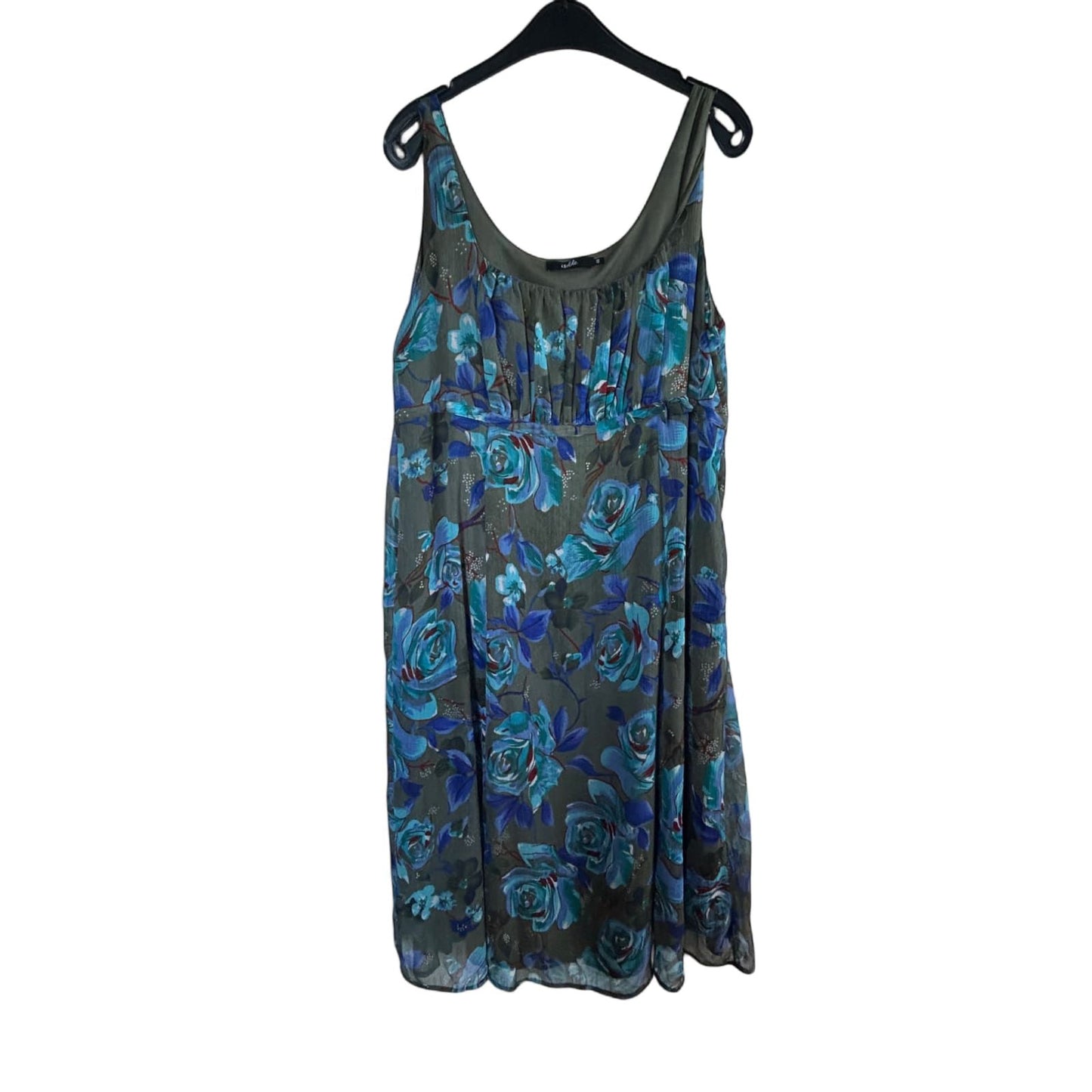 Isolde Kleid Damen Dress Damenkleid Gr. 48 Blau Floral Sommerkleid Baumwolle Neu