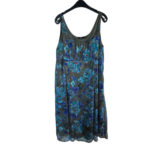 Isolde Kleid Damen Dress Damenkleid Gr. 48 Blau Floral Sommerkleid Baumwolle Neu
