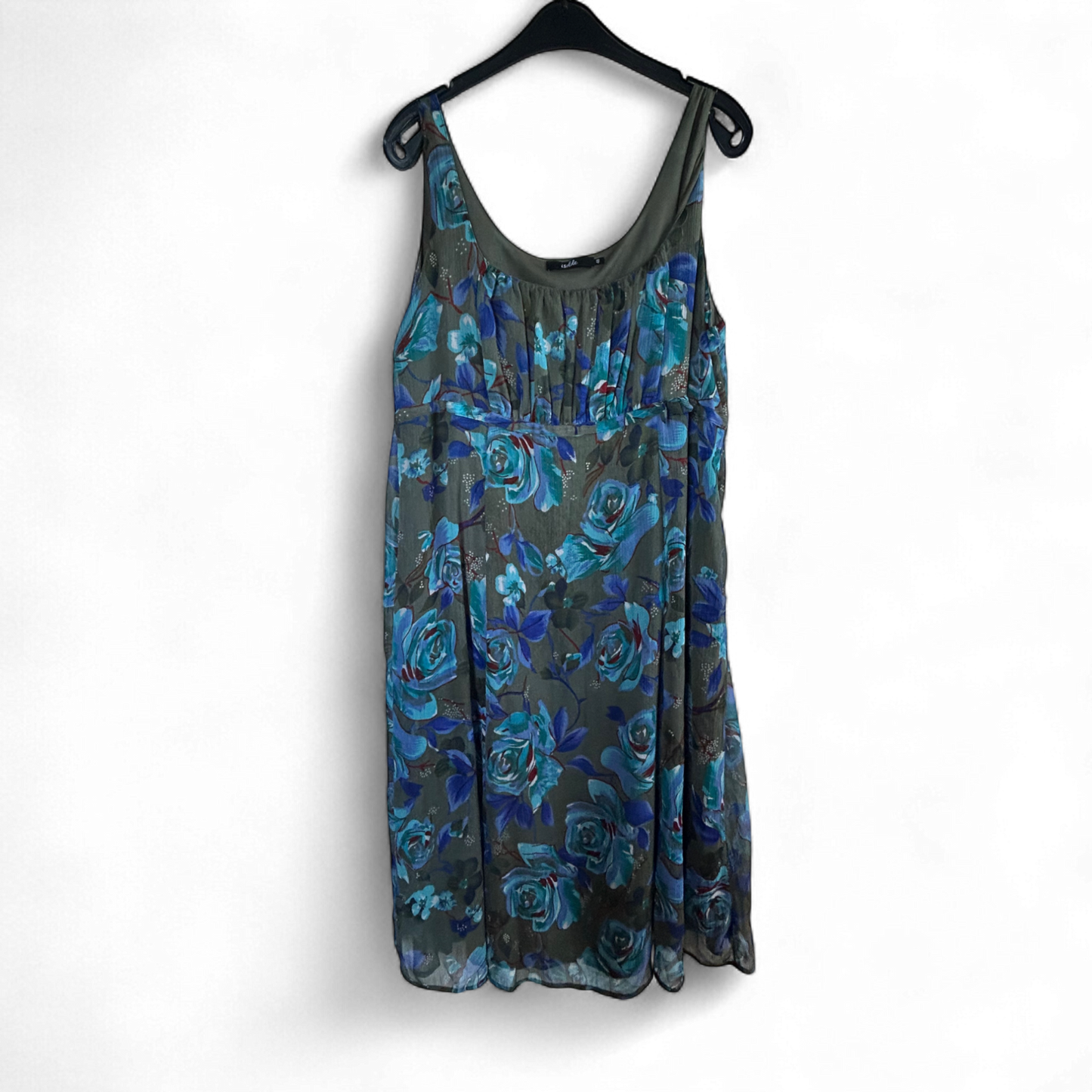 Isolde Kleid Damen Dress Damenkleid Gr. 48 Blau Floral Sommerkleid Baumwolle Neu