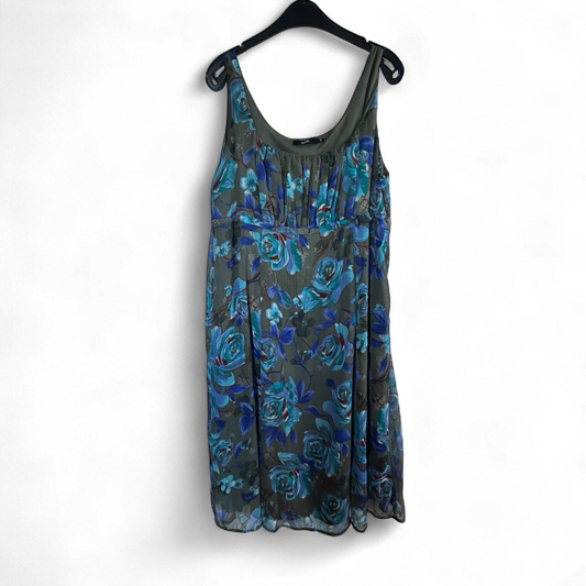 Isolde Kleid Damen Dress Damenkleid Gr. 48 Blau Floral Sommerkleid Baumwolle Neu