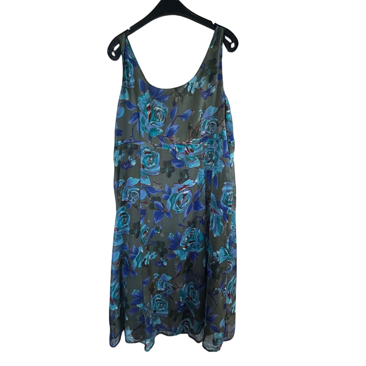Isolde Kleid Damen Dress Damenkleid Gr. 48 Blau Floral Sommerkleid Baumwolle Neu