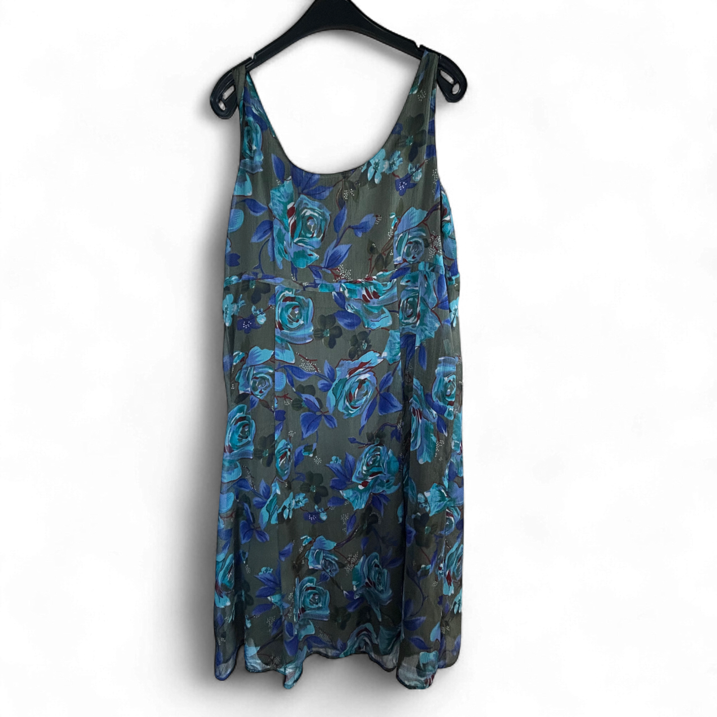 Isolde Kleid Damen Dress Damenkleid Gr. 48 Blau Floral Sommerkleid Baumwolle Neu