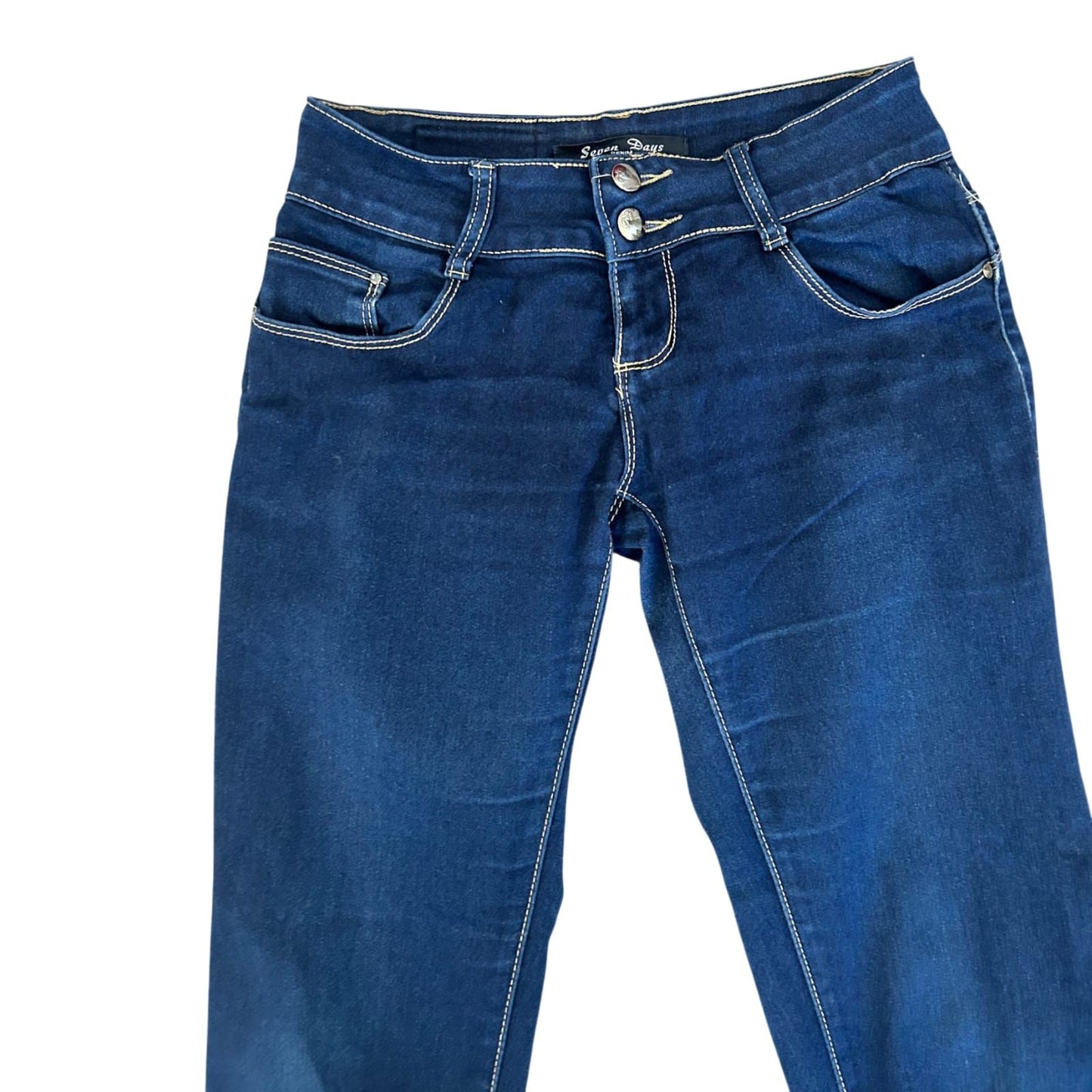 Seven Denim Days Jeans Damen Gr 36 Blau Low Waist Stretch Slim Fit Hose