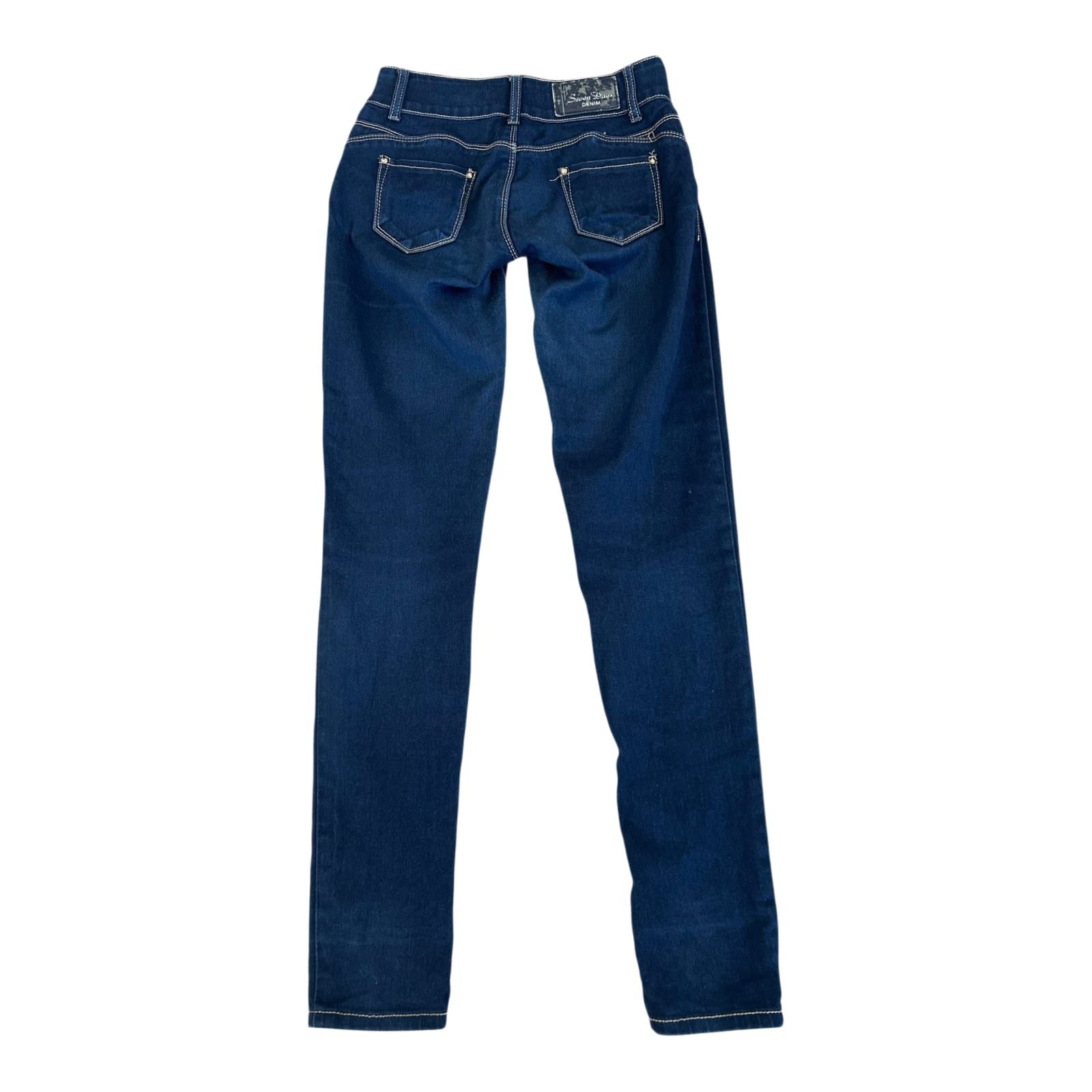 Seven Denim Days Jeans Damen Gr 36 Blau Low Waist Stretch Slim Fit Hose