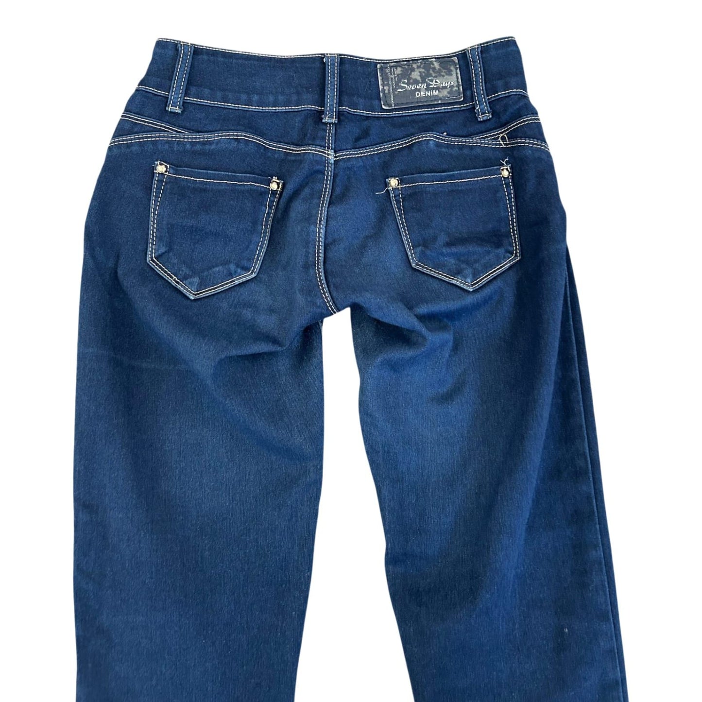 Seven Denim Days Jeans Damen Gr 36 Blau Low Waist Stretch Slim Fit Hose
