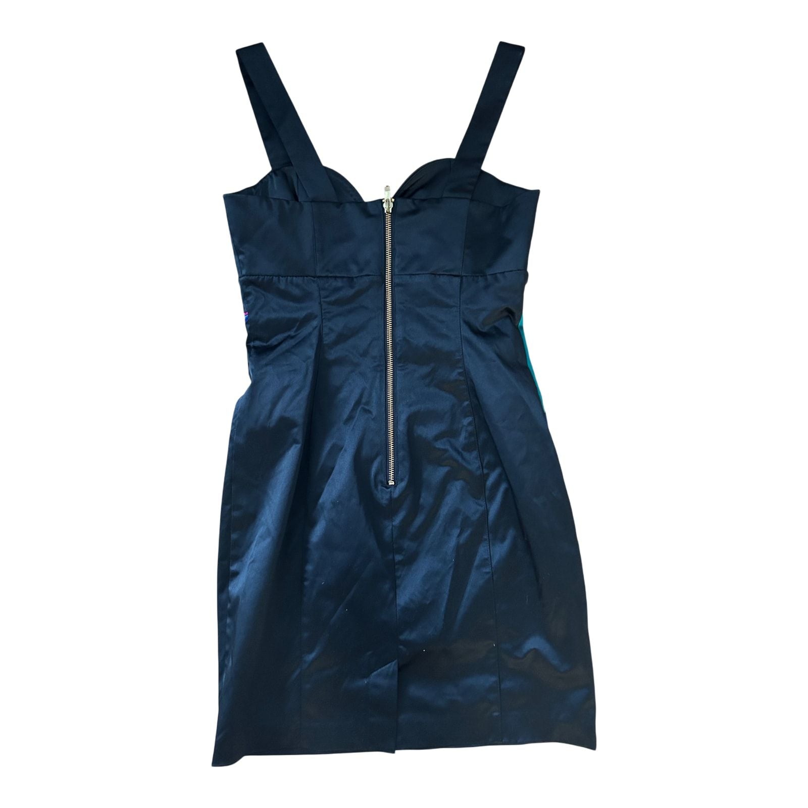 H&M Kleid Damen Gr 36 Schwarz Bunt Satin Partykleid Kurz Elegant Klassisch Reißer