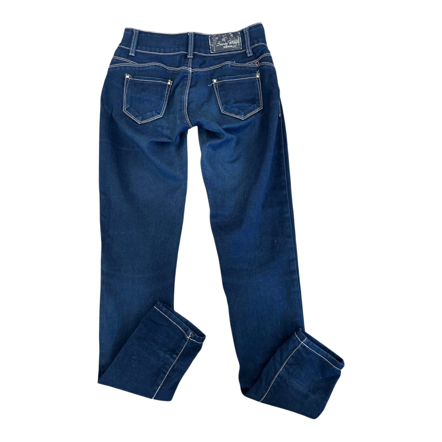 Seven Denim Days Jeans Damen Gr 36 Blau Low Waist Stretch Slim Fit Hose