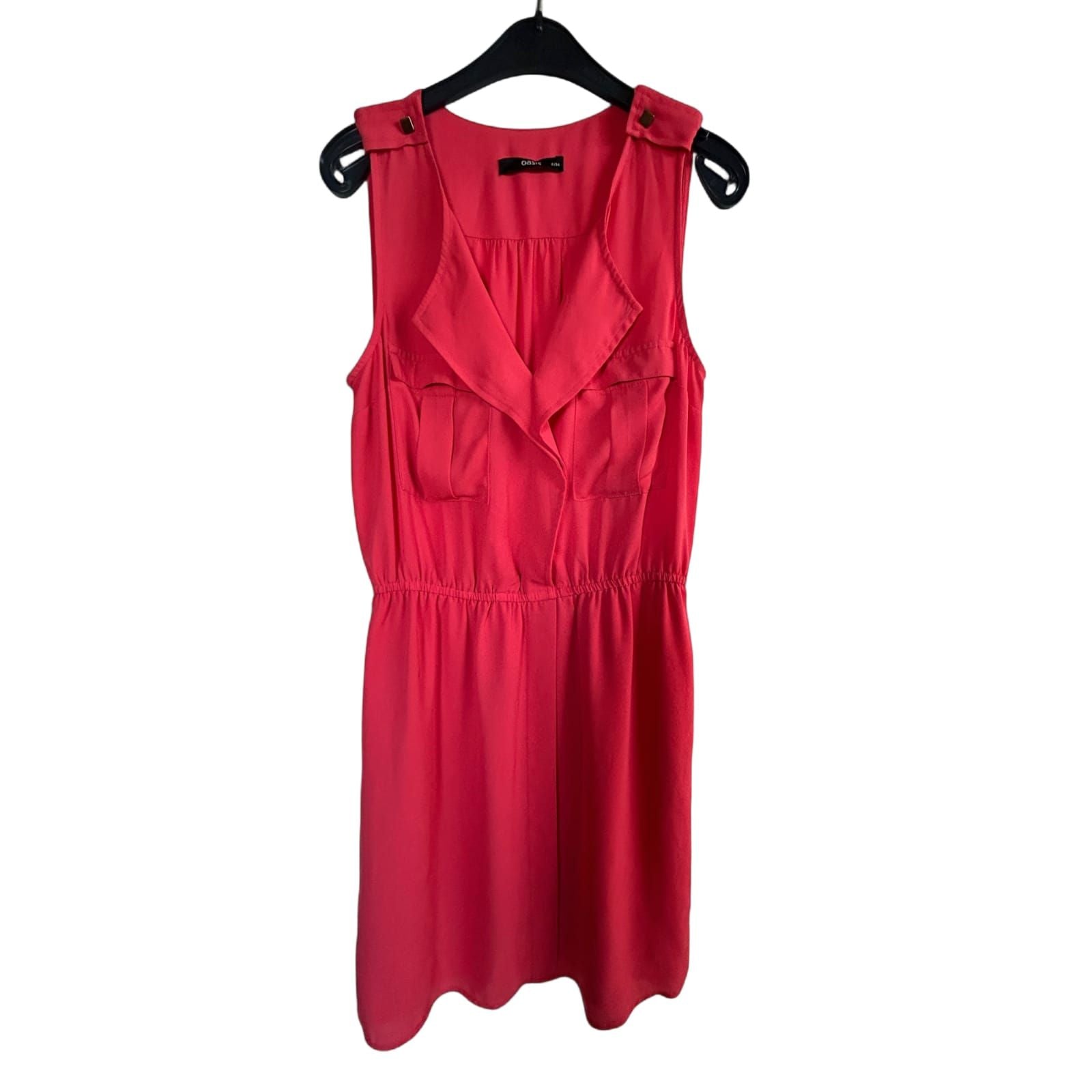 Oasis Kleid Damen Dress Damenkleid Gr. 34 Koralle Gummizug Sommerkleid Elegant