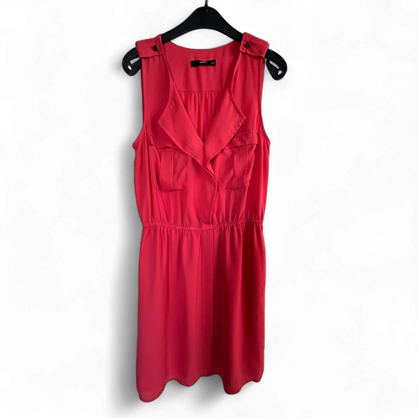 Oasis Kleid Damen Dress Damenkleid Gr. 34 Koralle Gummizug Sommerkleid Elegant