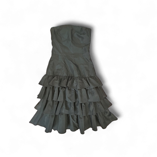 Zara Kleid Damen Dress Damenkleid Gr. S Schwarz Rüschen Stretch Look Elegant Neu